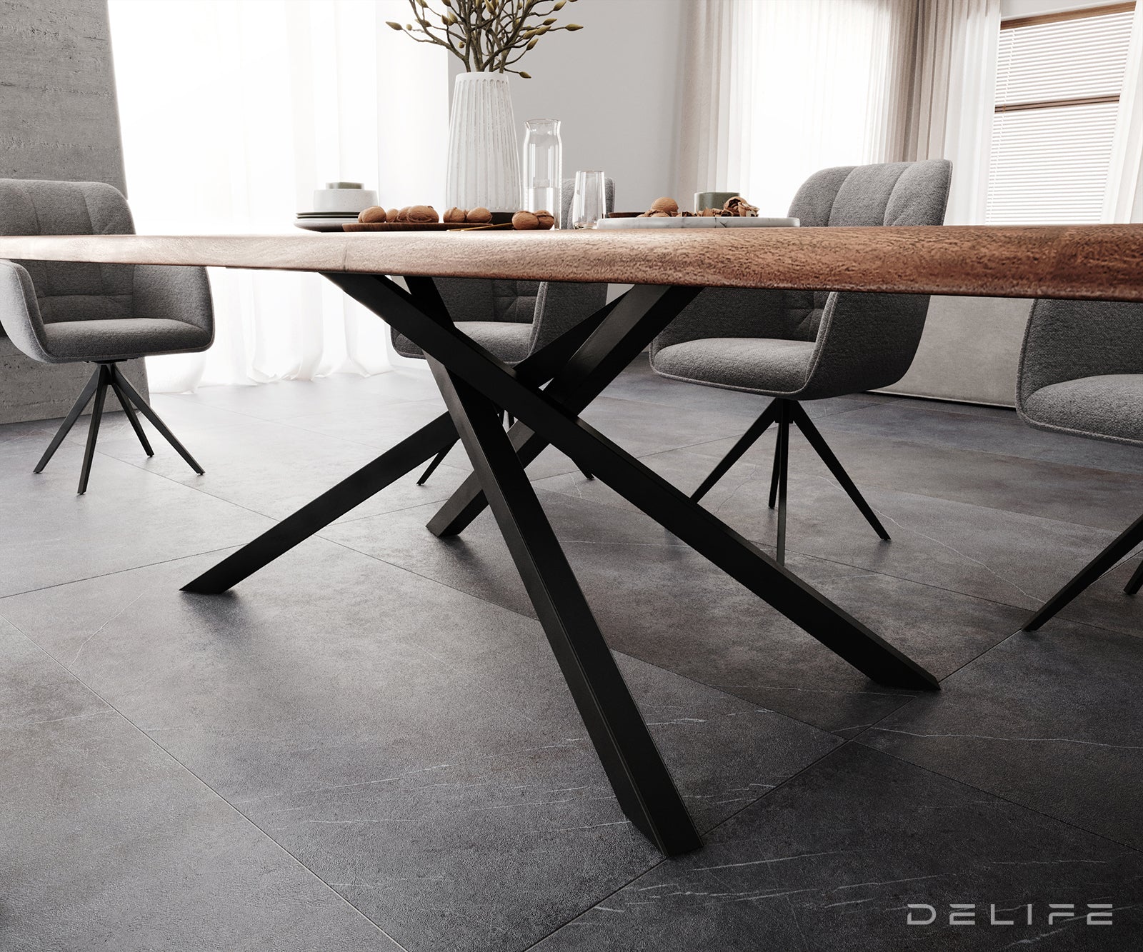 Blagovaonski stol Edge, Materijal: Bagrem, Debljina ploče: 5,5cm