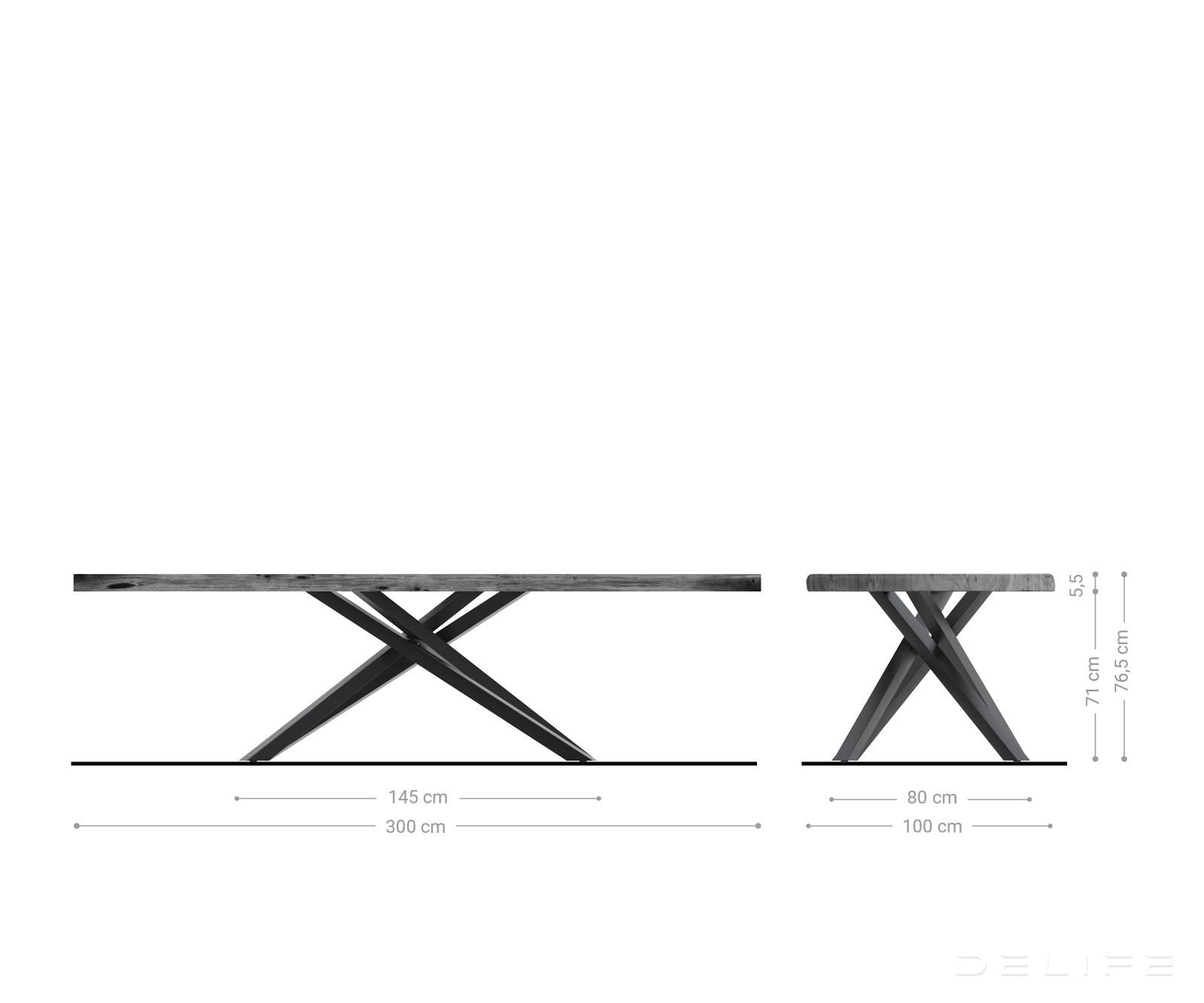 Blagovaonski stol Edge, Materijal: Bagrem, Debljina ploče: 5,5cm