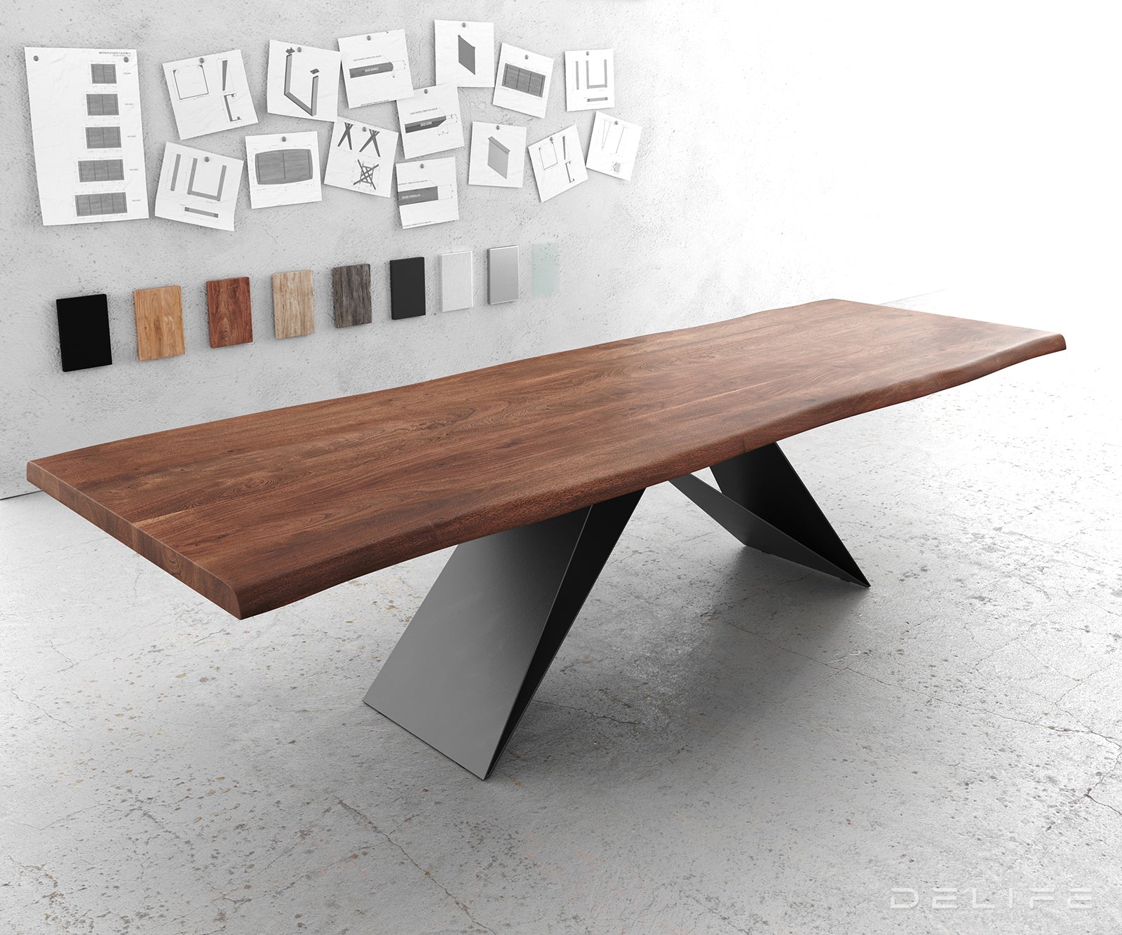 Blagovaonski stol Edge, Materijal: Bagrem, Debljina ploče: 5,5cm