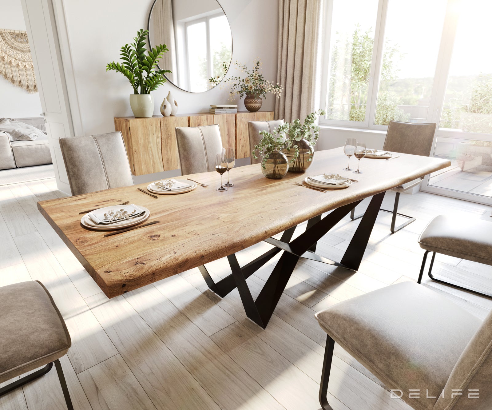 Blagovaonski stol Edge, Materijal: Bagrem, Debljina ploče: 3,5cm