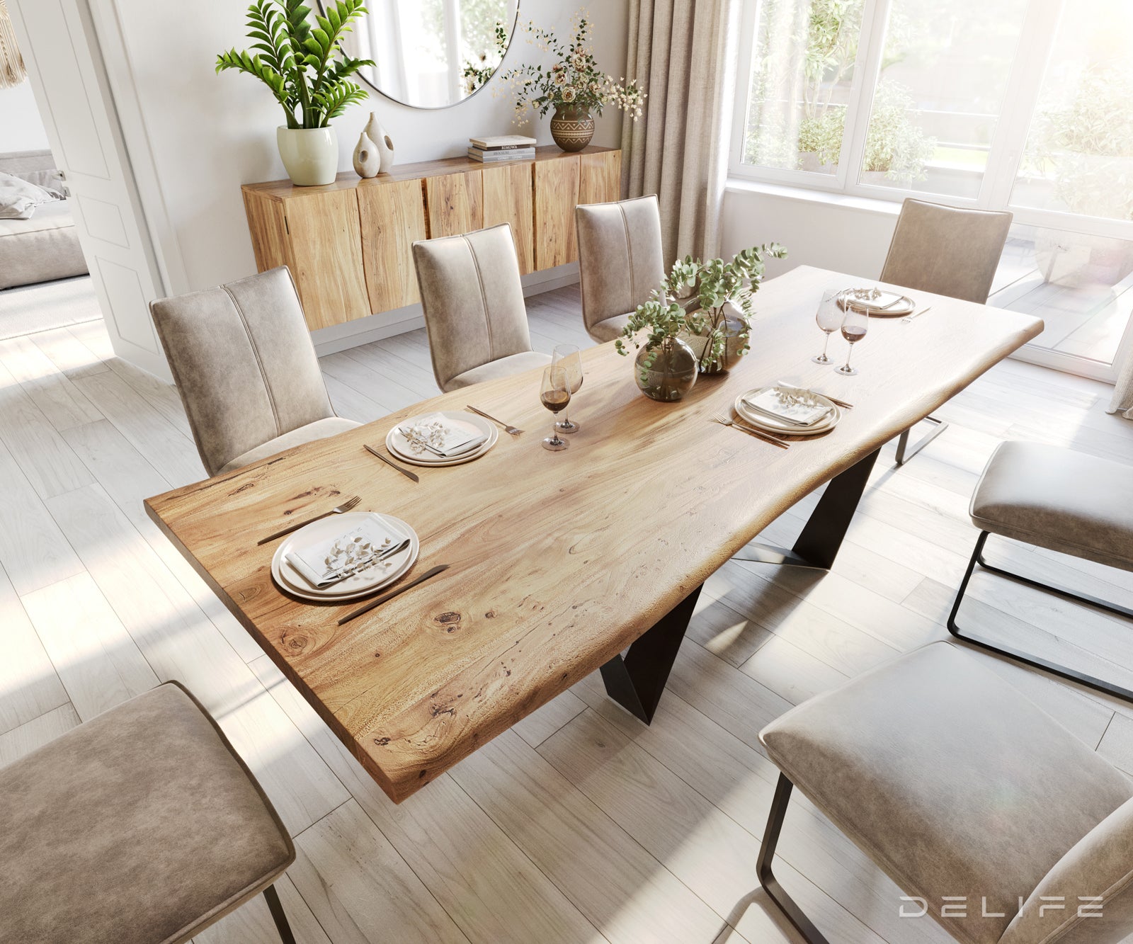 Blagovaonski stol Edge, Materijal: Bagrem, Debljina ploče: 3,5cm