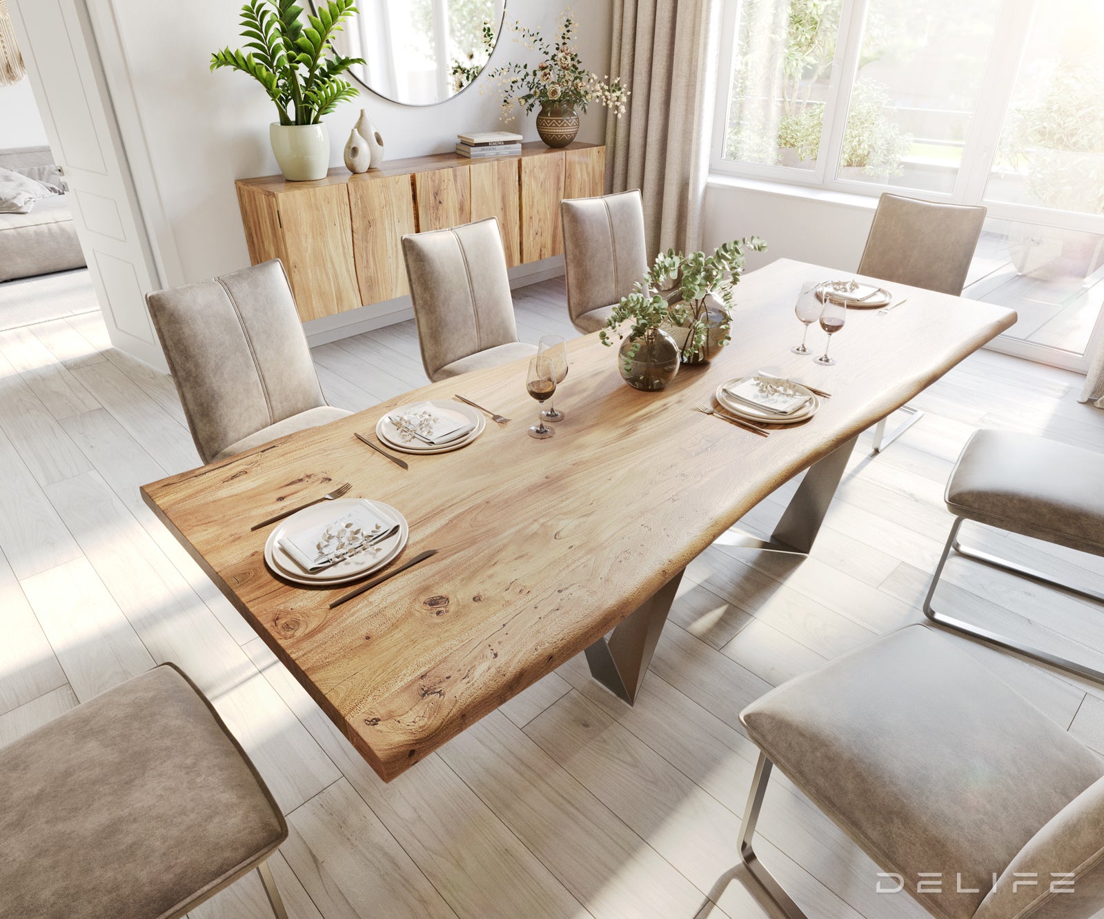 Blagovaonski stol Edge, Materijal: Bagrem, Debljina ploče: 3,5cm