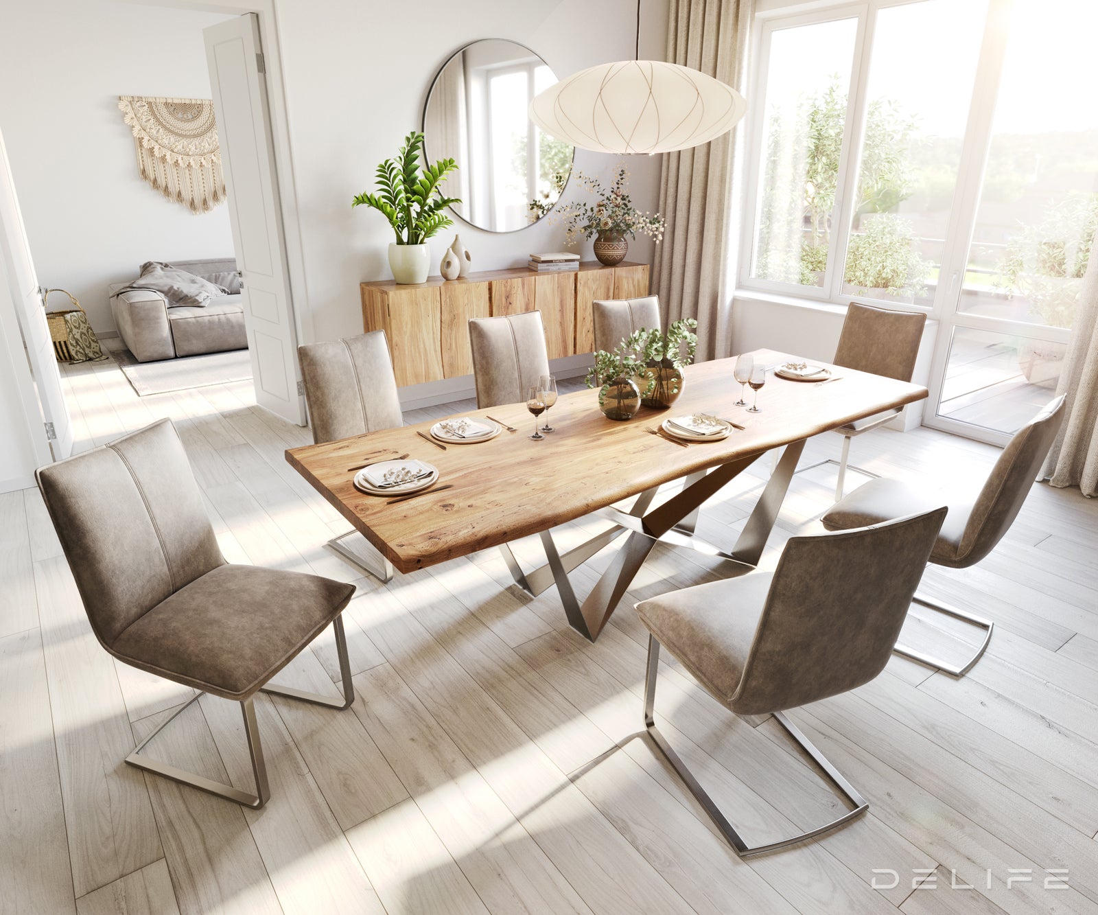 Blagovaonski stol Edge, Materijal: Bagrem, Debljina ploče: 3,5cm