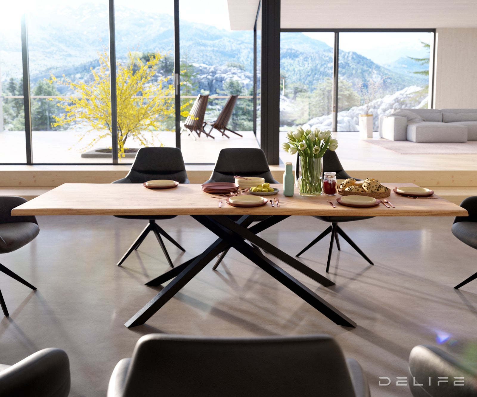 Blagovaonski stol Edge, Materijal: Bagrem, Debljina ploče: 3,5cm