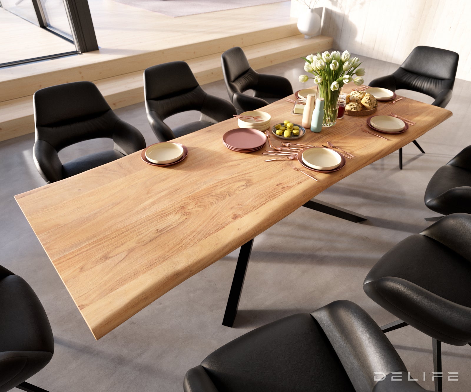 Blagovaonski stol Edge, Materijal: Bagrem, Debljina ploče: 3,5cm