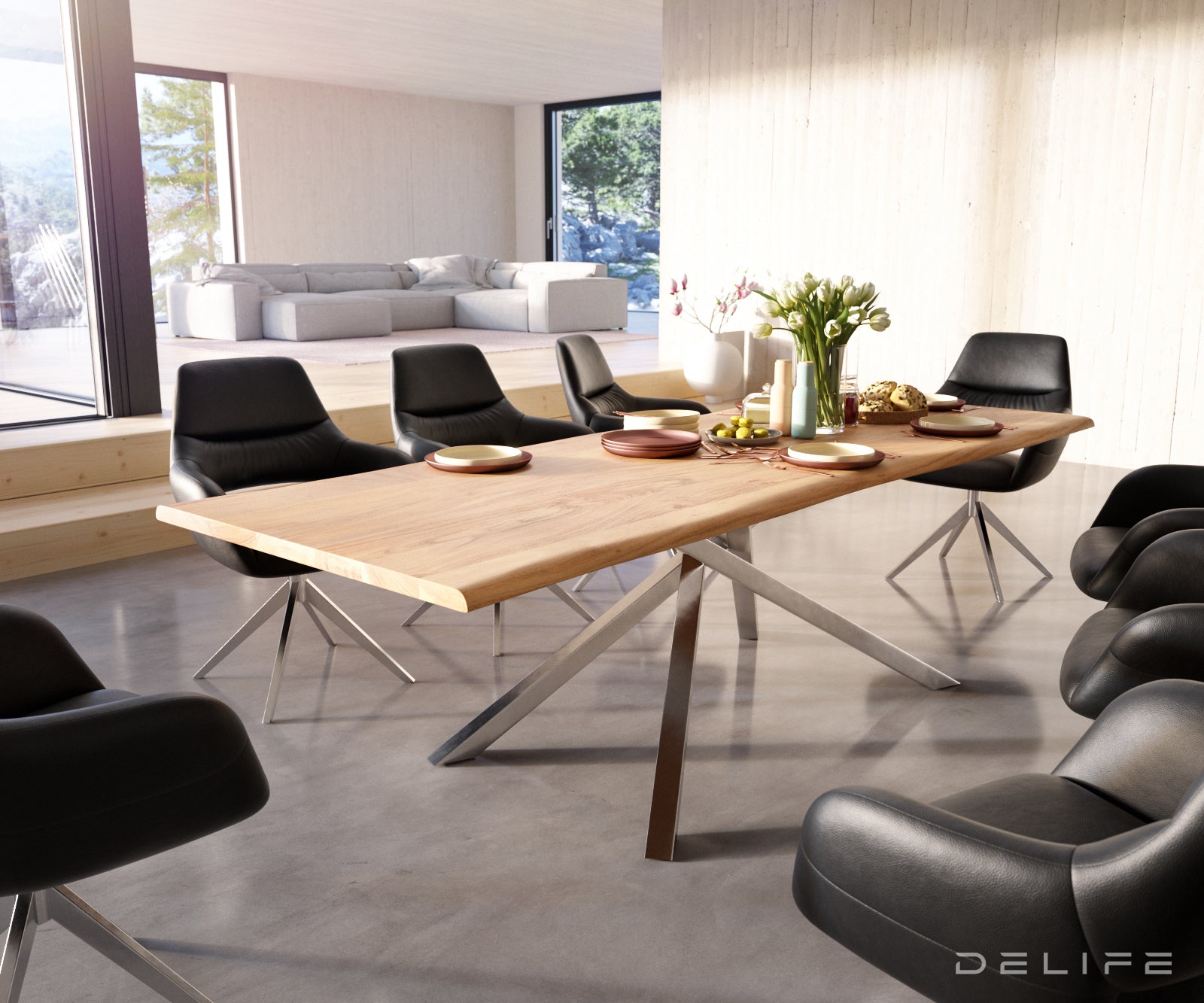 Blagovaonski stol Edge, Materijal: Bagrem, Debljina ploče: 3,5cm