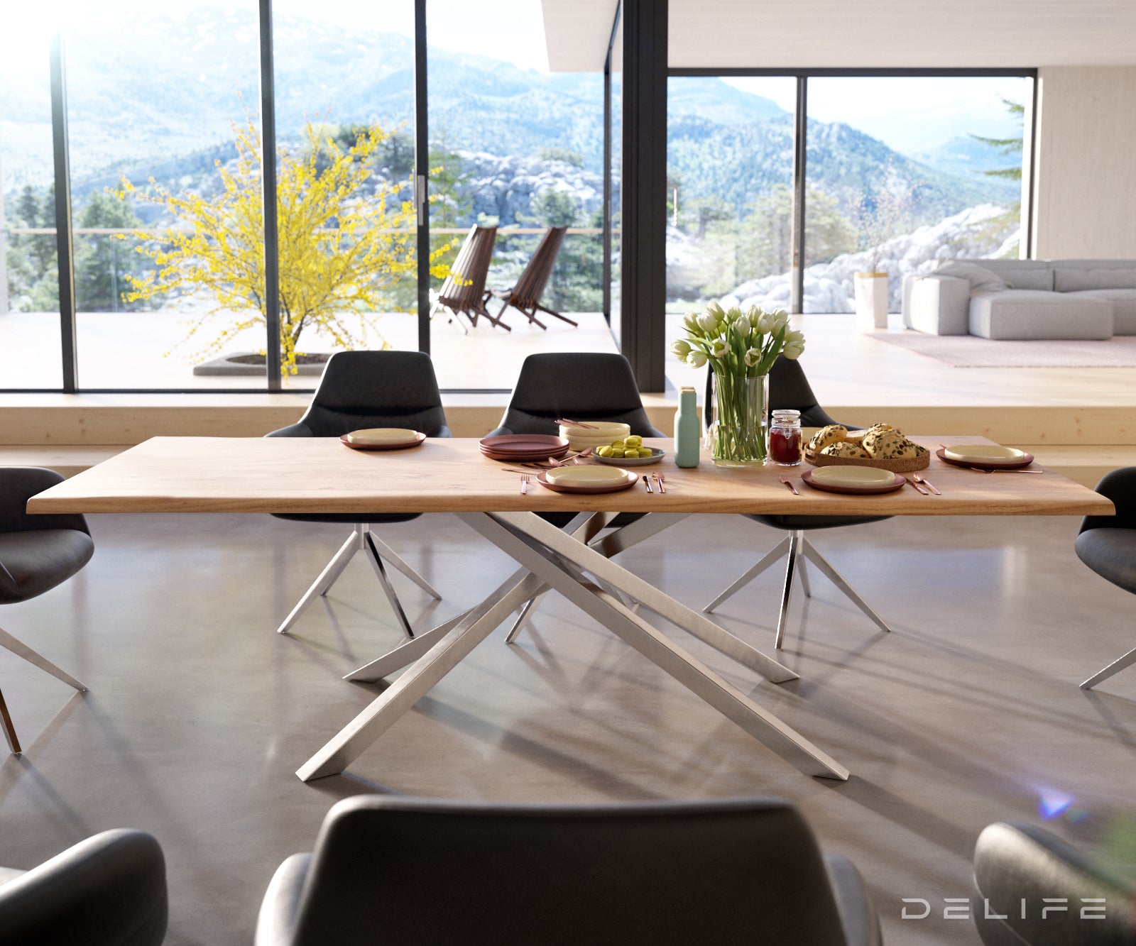 Blagovaonski stol Edge, Materijal: Bagrem, Debljina ploče: 3,5cm