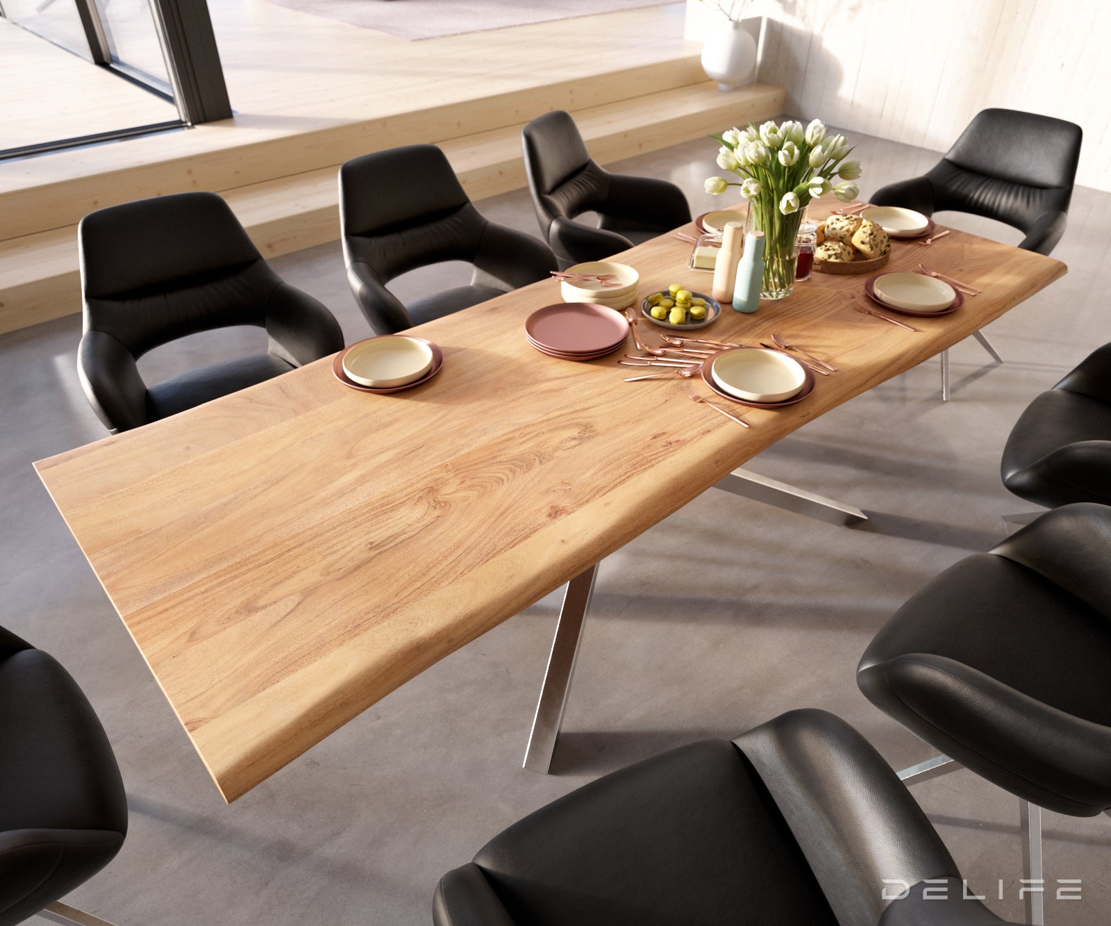 Blagovaonski stol Edge, Materijal: Bagrem, Debljina ploče: 3,5cm