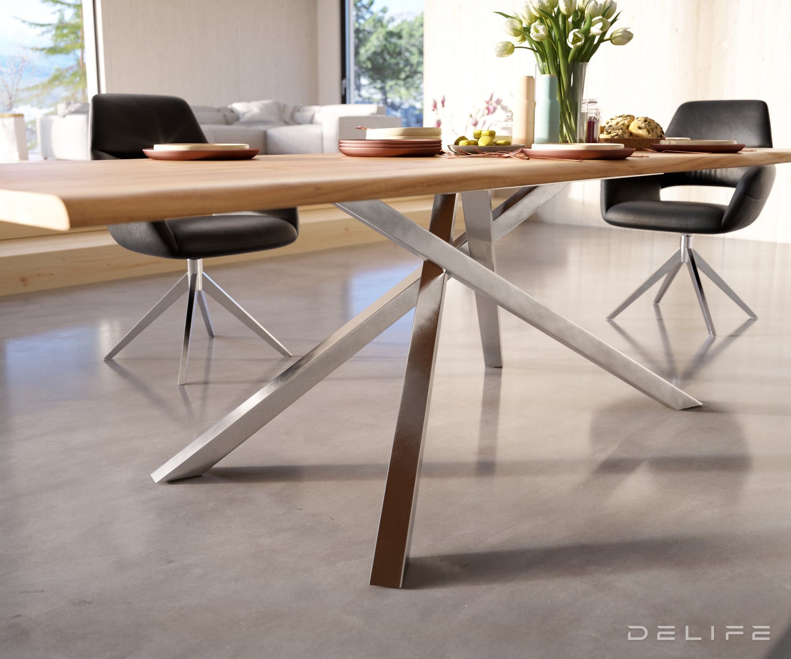 Blagovaonski stol Edge, Materijal: Bagrem, Debljina ploče: 3,5cm