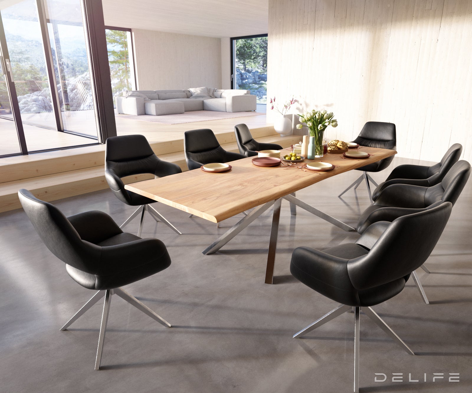 Blagovaonski stol Edge, Materijal: Bagrem, Debljina ploče: 3,5cm