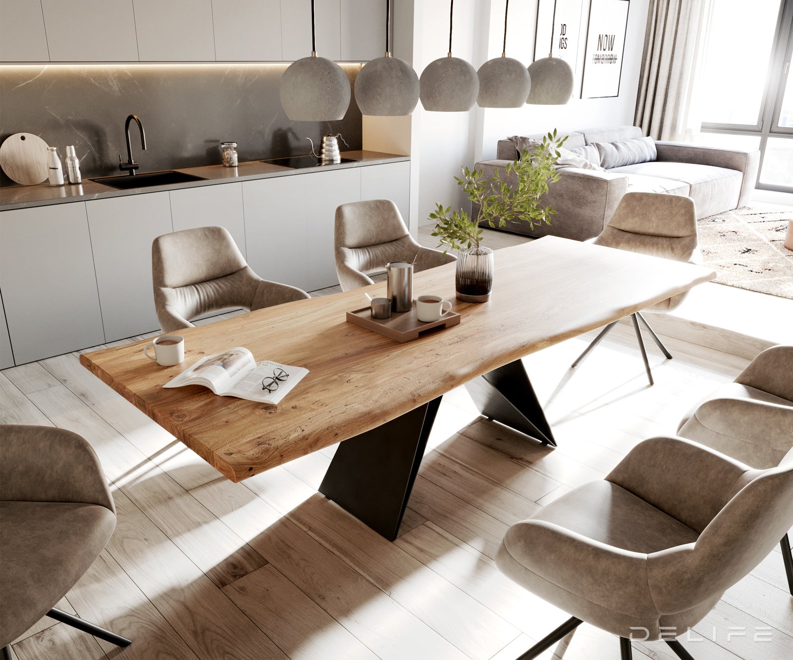 Blagovaonski stol Edge, Materijal: Bagrem, Debljina ploče: 3,5cm