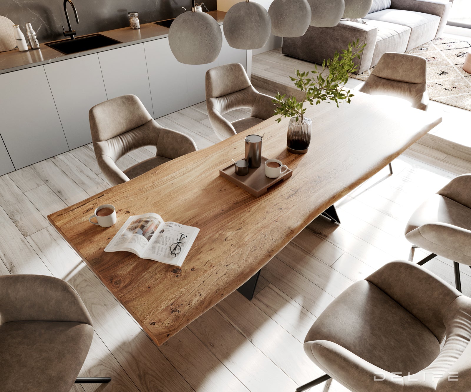 Blagovaonski stol Edge, Materijal: Bagrem, Debljina ploče: 3,5cm