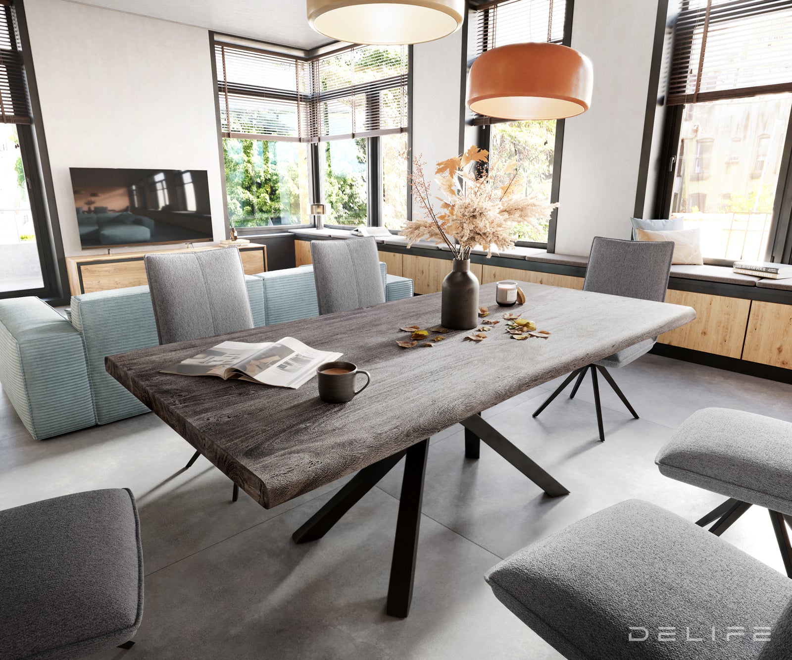 Blagovaonski stol Edge, Materijal: Bagrem, Debljina ploče: 5,5cm