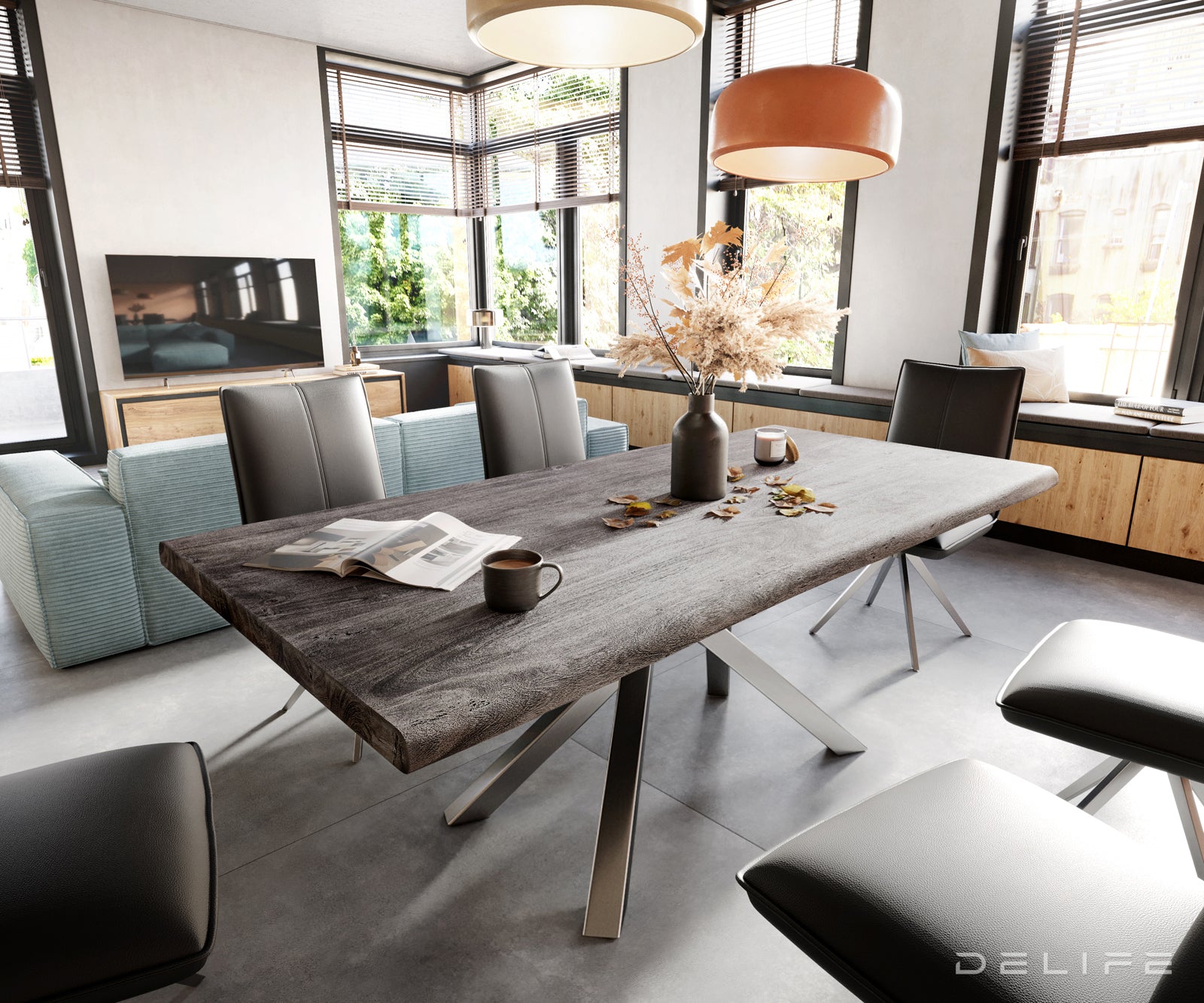 Blagovaonski stol Edge, Materijal: Bagrem, Debljina ploče: 5,5cm