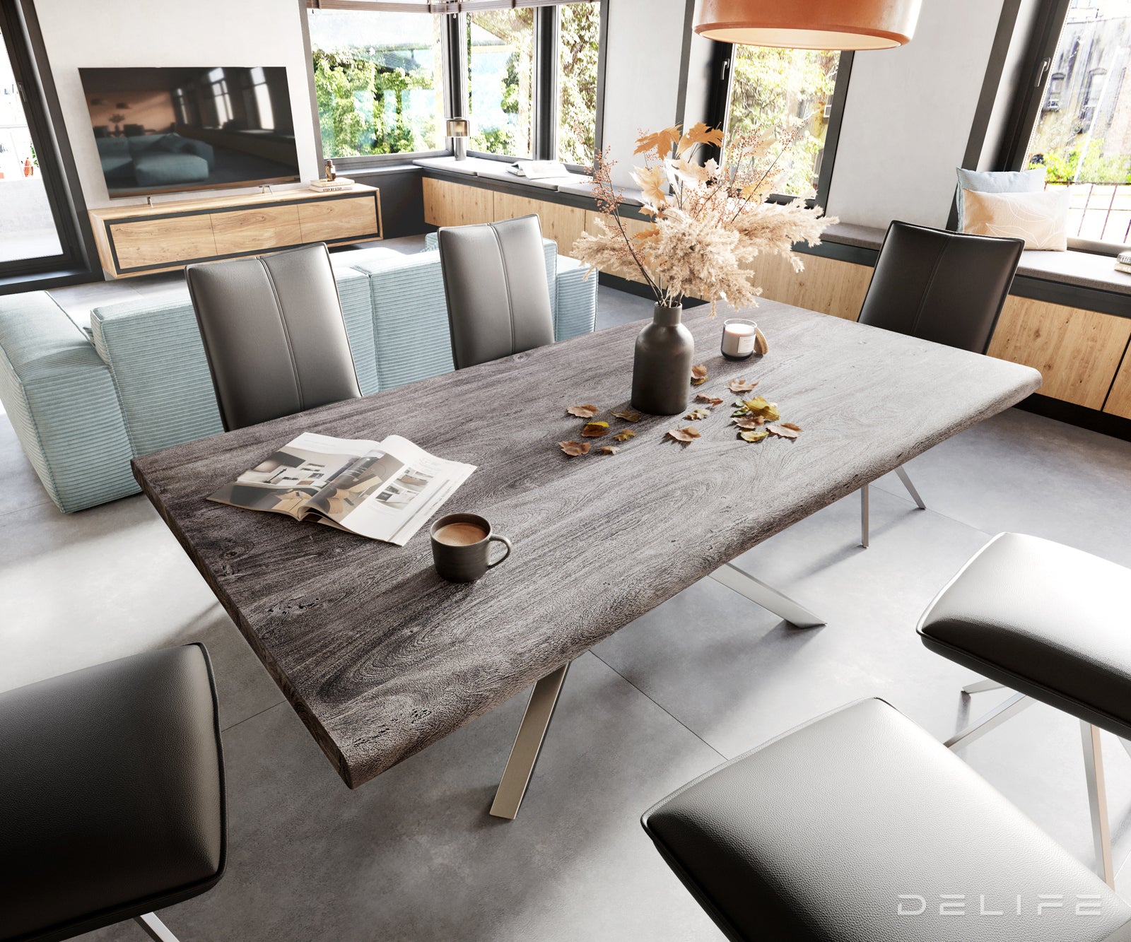 Blagovaonski stol Edge, Materijal: Bagrem, Debljina ploče: 5,5cm