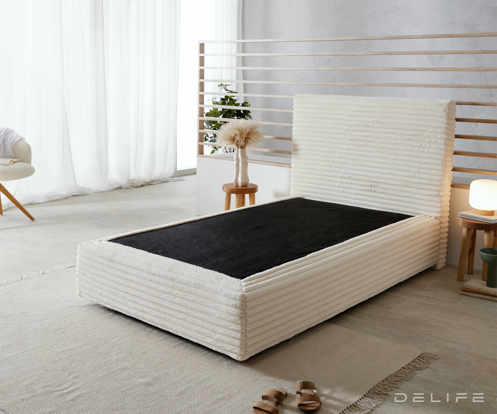 Box spring krevet Dream Well, materijal: Pliš rebrasta tkanina