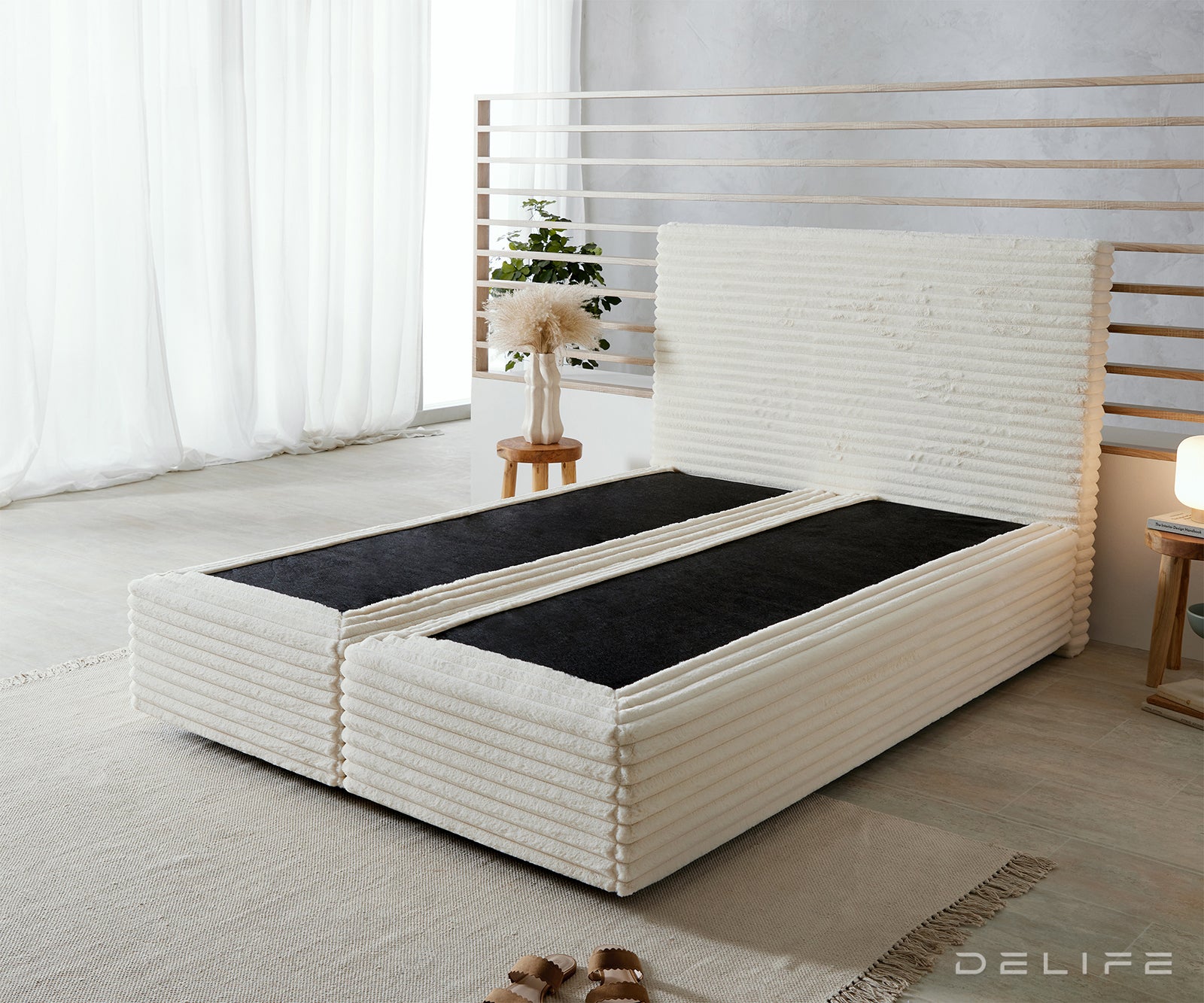 Box spring krevet Dream Well, materijal: Pliš rebrasta tkanina
