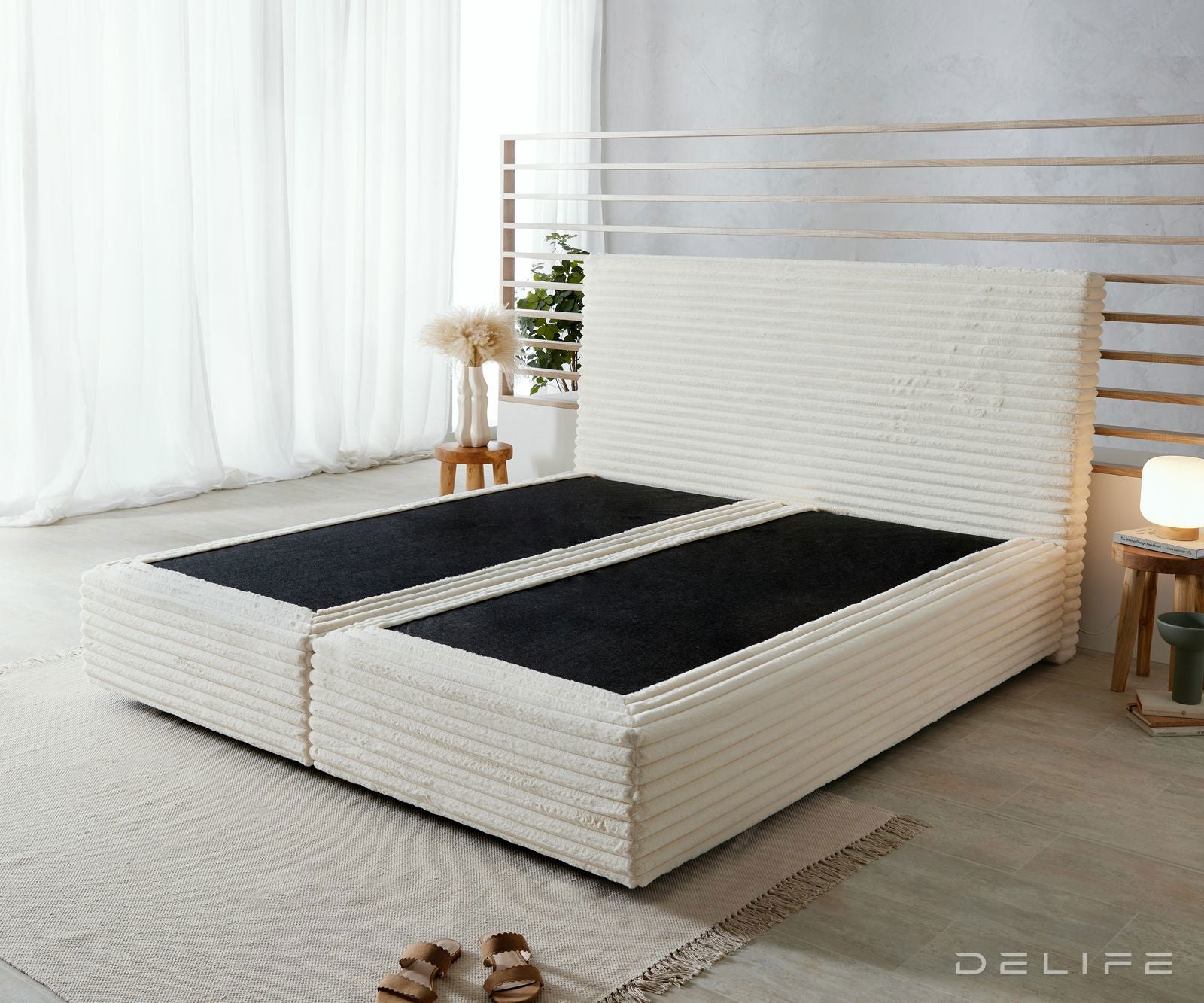 Box spring krevet Dream Well, materijal: Pliš rebrasta tkanina