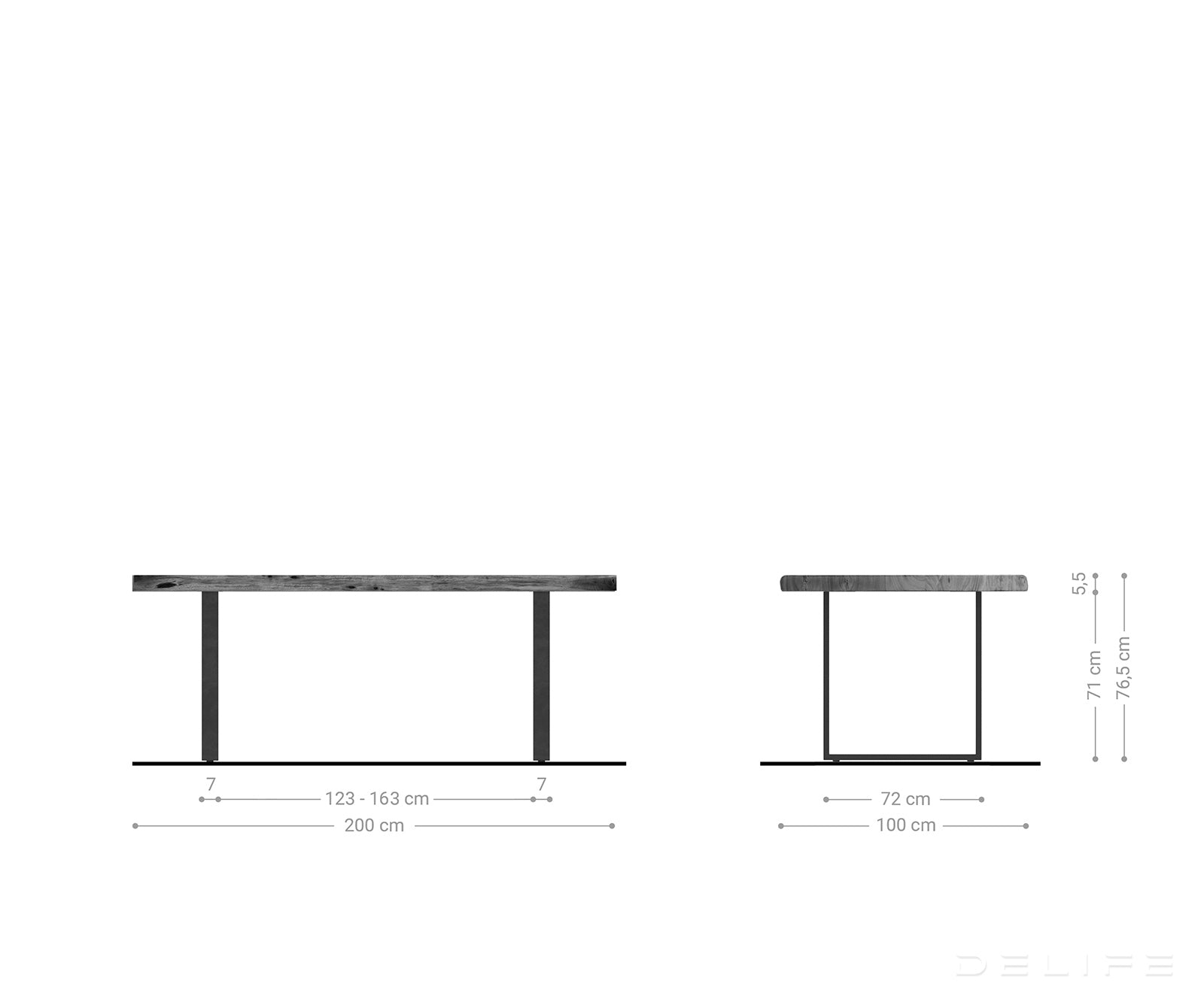 Blagovaonski stol Edge, Materijal: Bagrem, Debljina ploče: 5,5cm