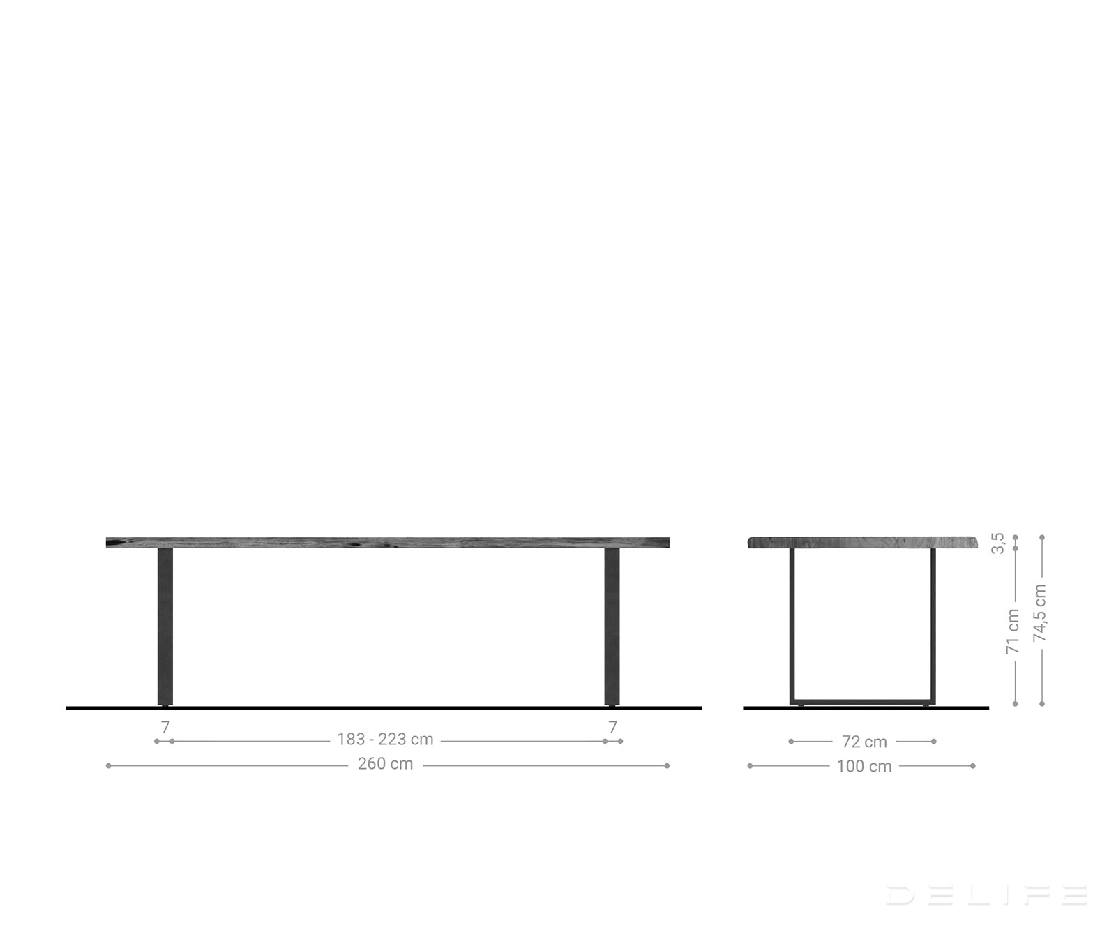 Blagovaonski stol Edge, Materijal: Bagrem, Debljina ploče: 3,5cm