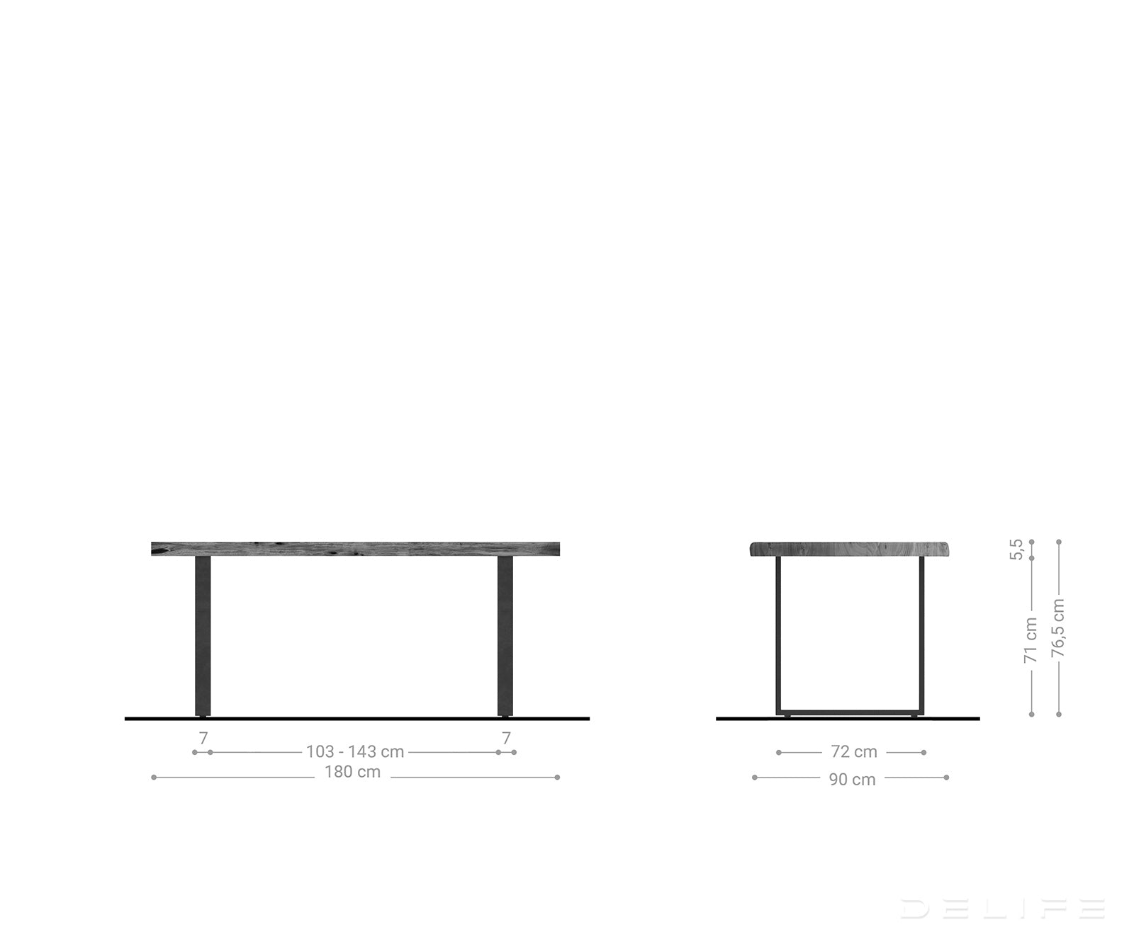 Blagovaonski stol Edge, Materijal: Bagrem, Debljina ploče: 5,5cm