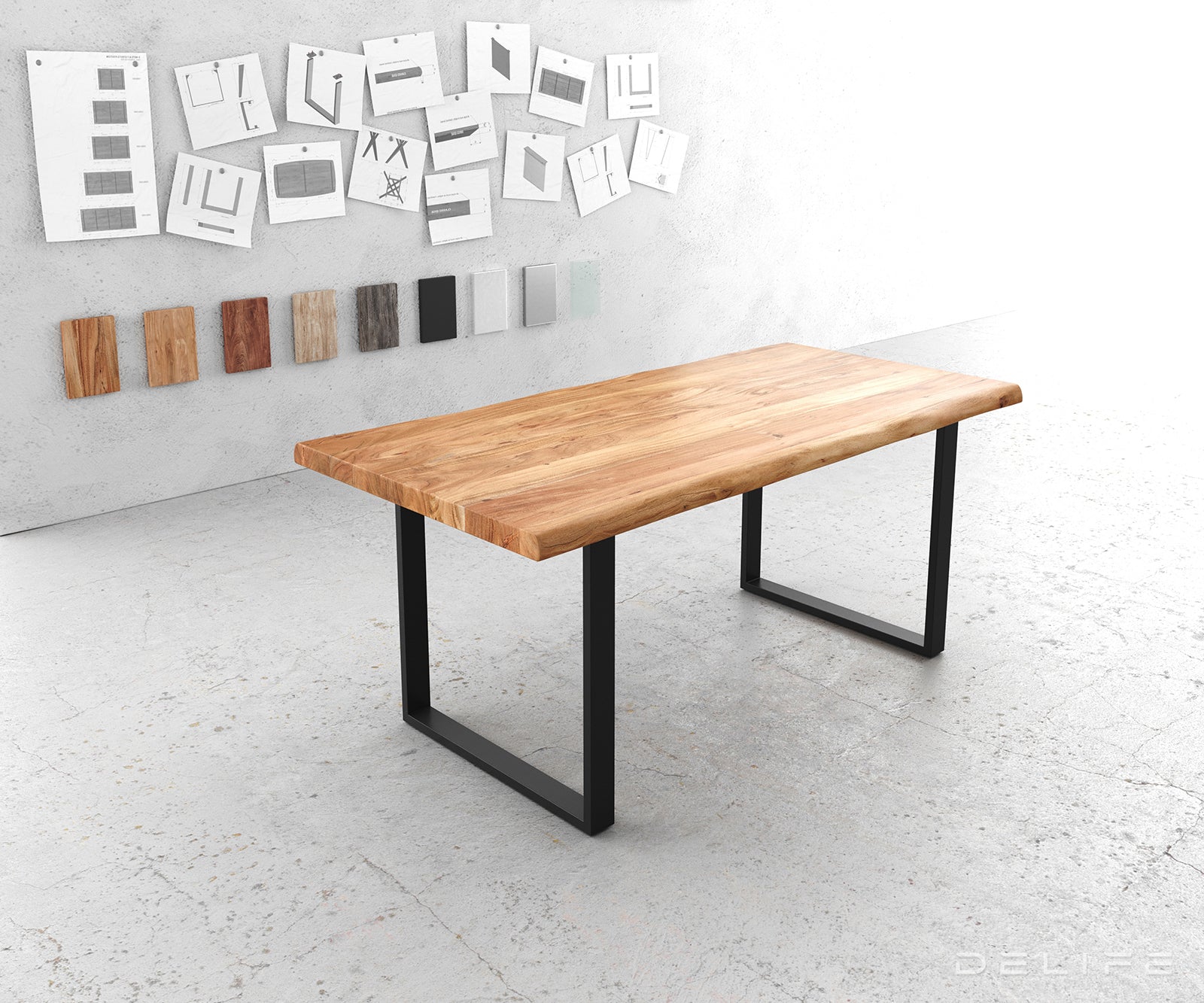 Blagovaonski stol Edge, Materijal: Bagrem, Debljina ploče: 5,5cm