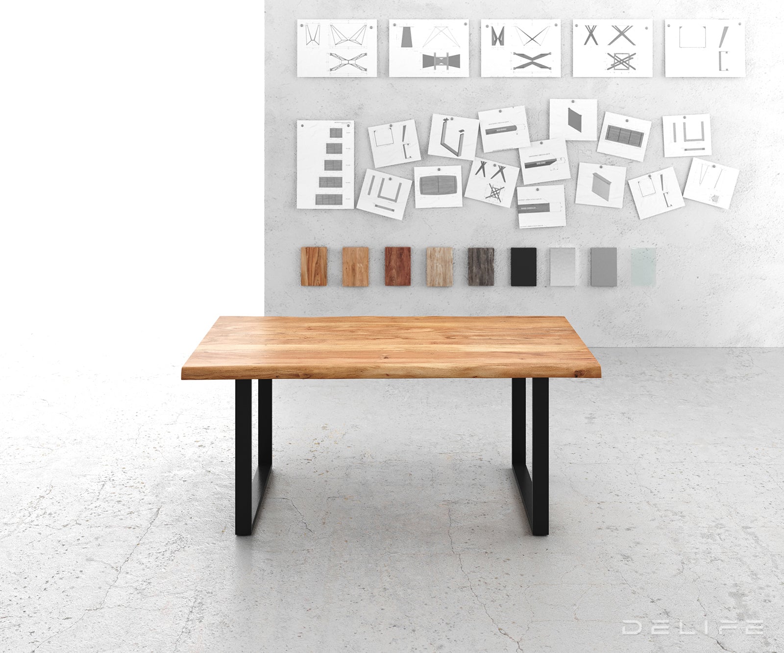 Blagovaonski stol Edge, Materijal: Bagrem, Debljina ploče: 5,5cm