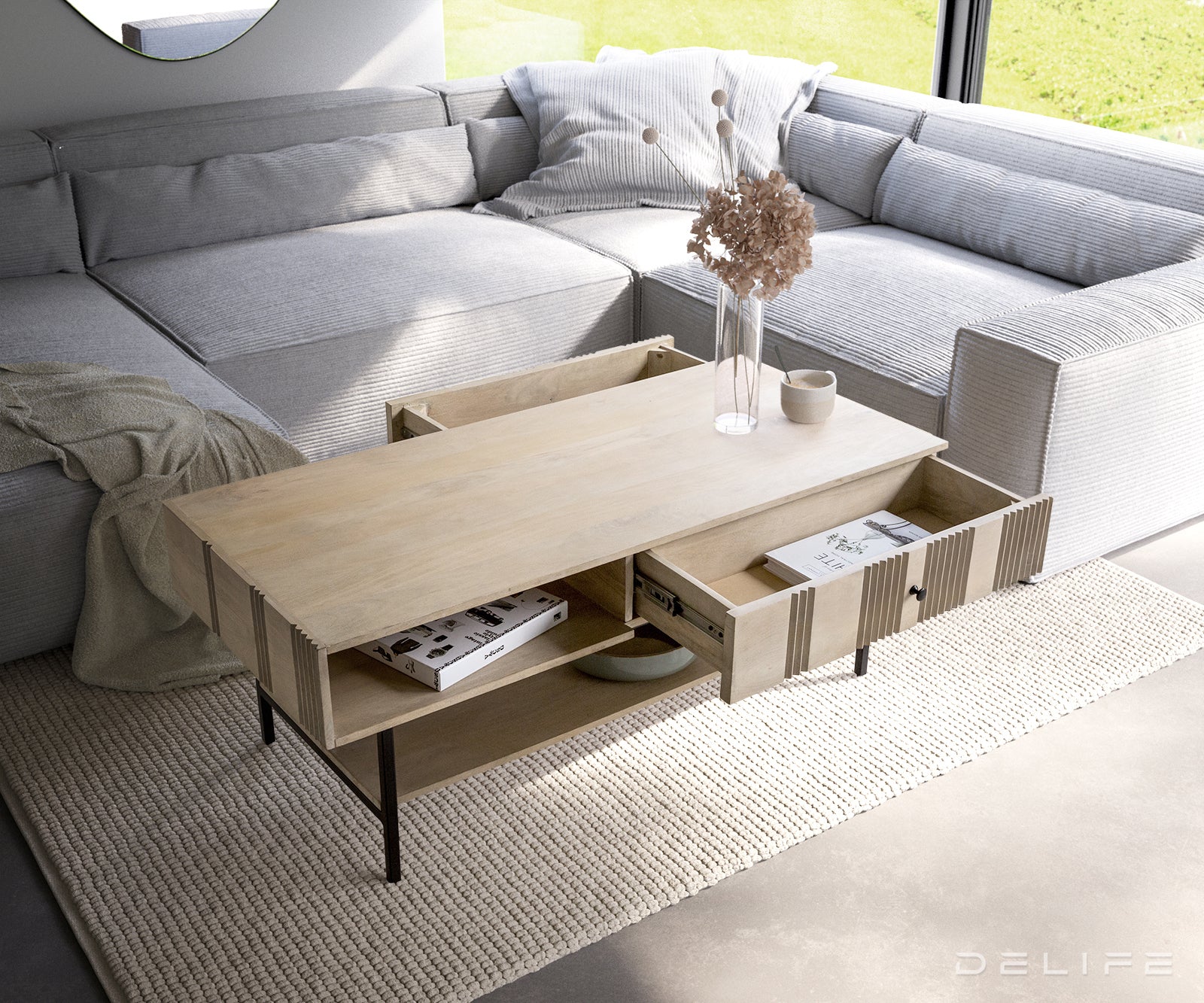 Klub stolić Nereos 130x60x51cm, Materijal: Mango