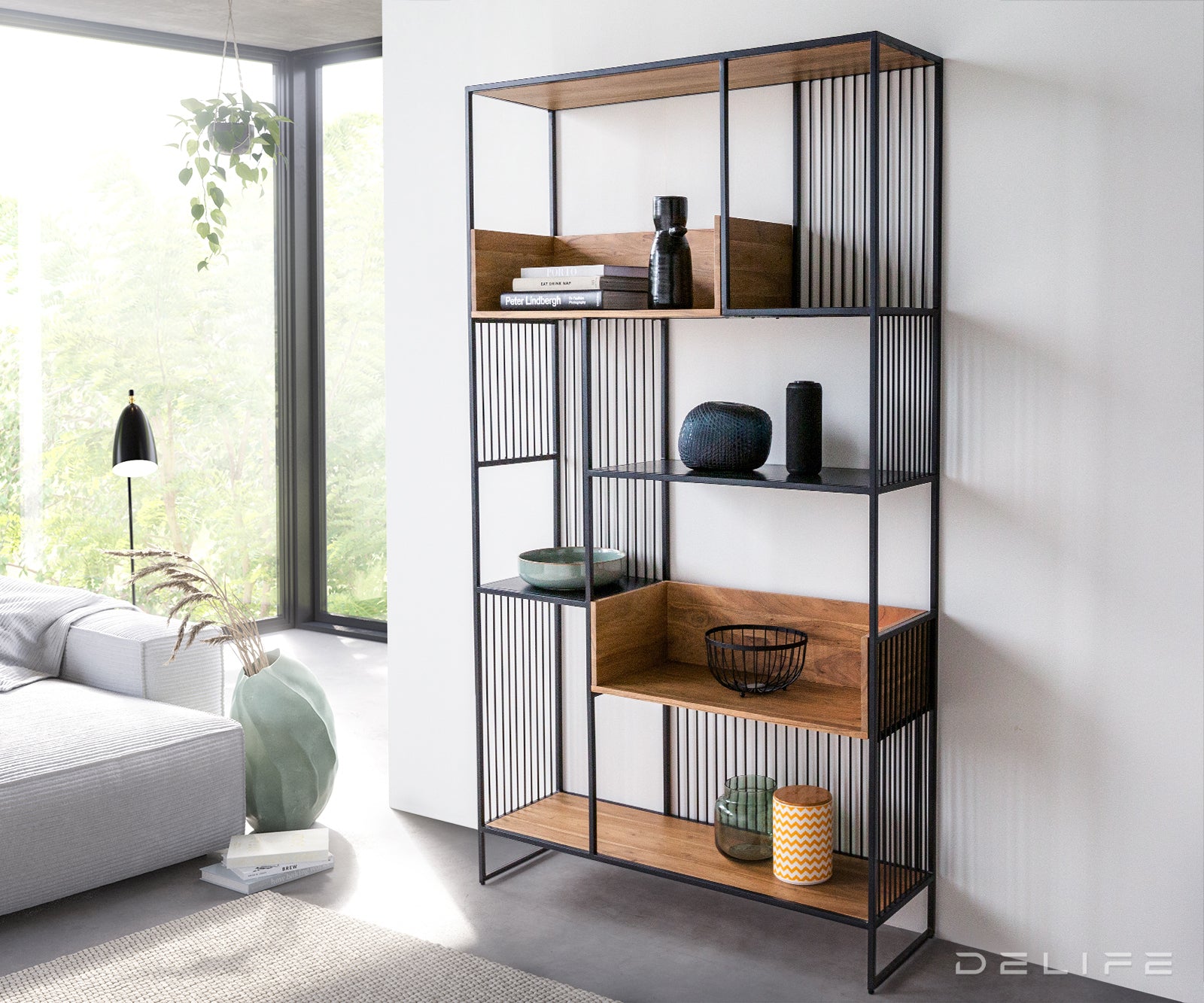 Poličar Lukeo 115x200cm, Materijal: Bagrem/Metal