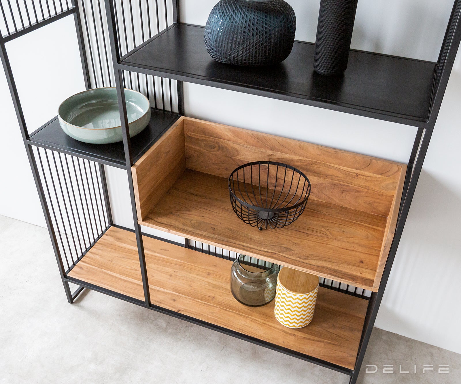 Poličar Lukeo 115x200cm, Materijal: Bagrem/Metal