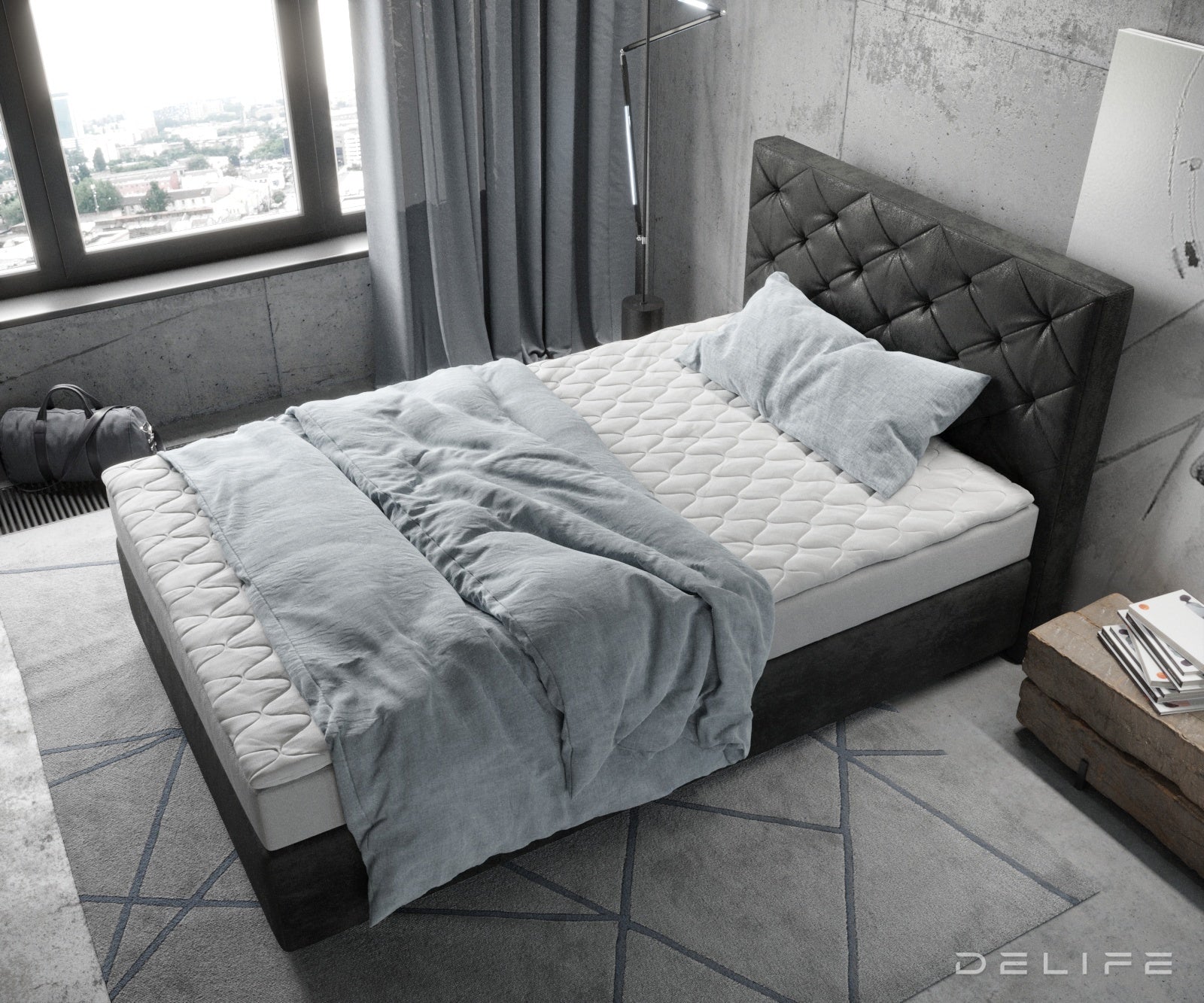 Box spring krevet Dream-Great s madracem i nadmadracem - Chesterfield prošiv - Mikrofiber