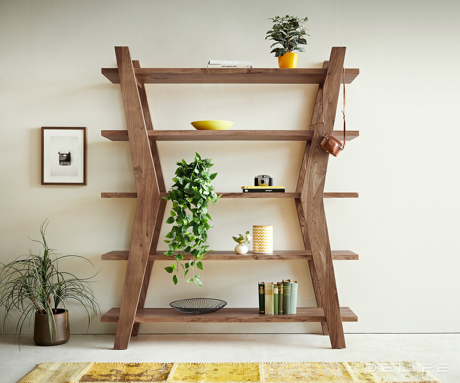 Poličar Xanthios 170x40cm, Materijal: Bagrem