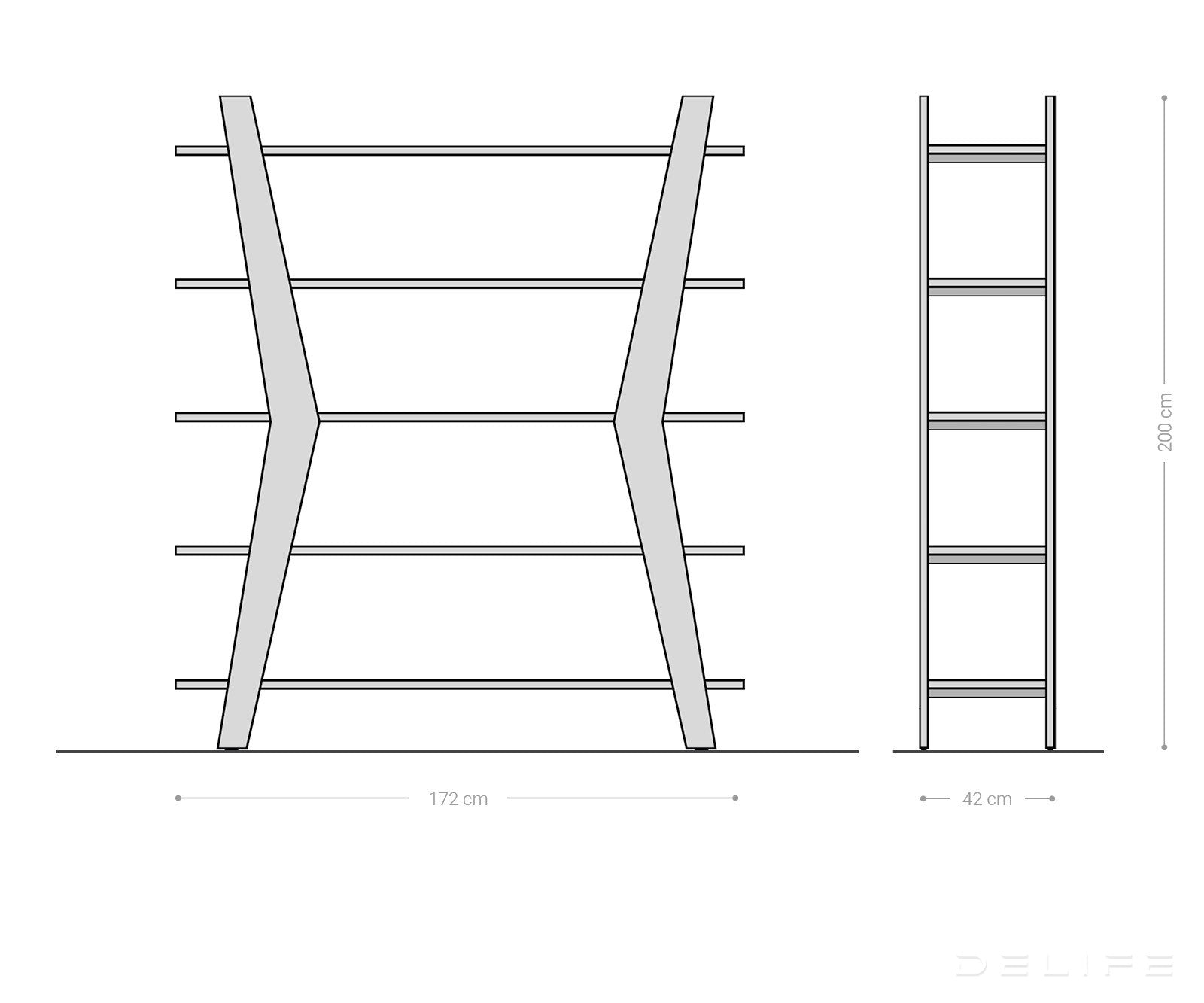 Poličar Xanthios 170x40cm, Materijal: Bagrem