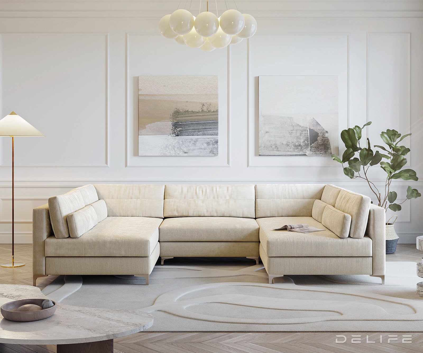 Kutna garnitura Elio 300x185cm, Materijal: Rebrasta tkanina