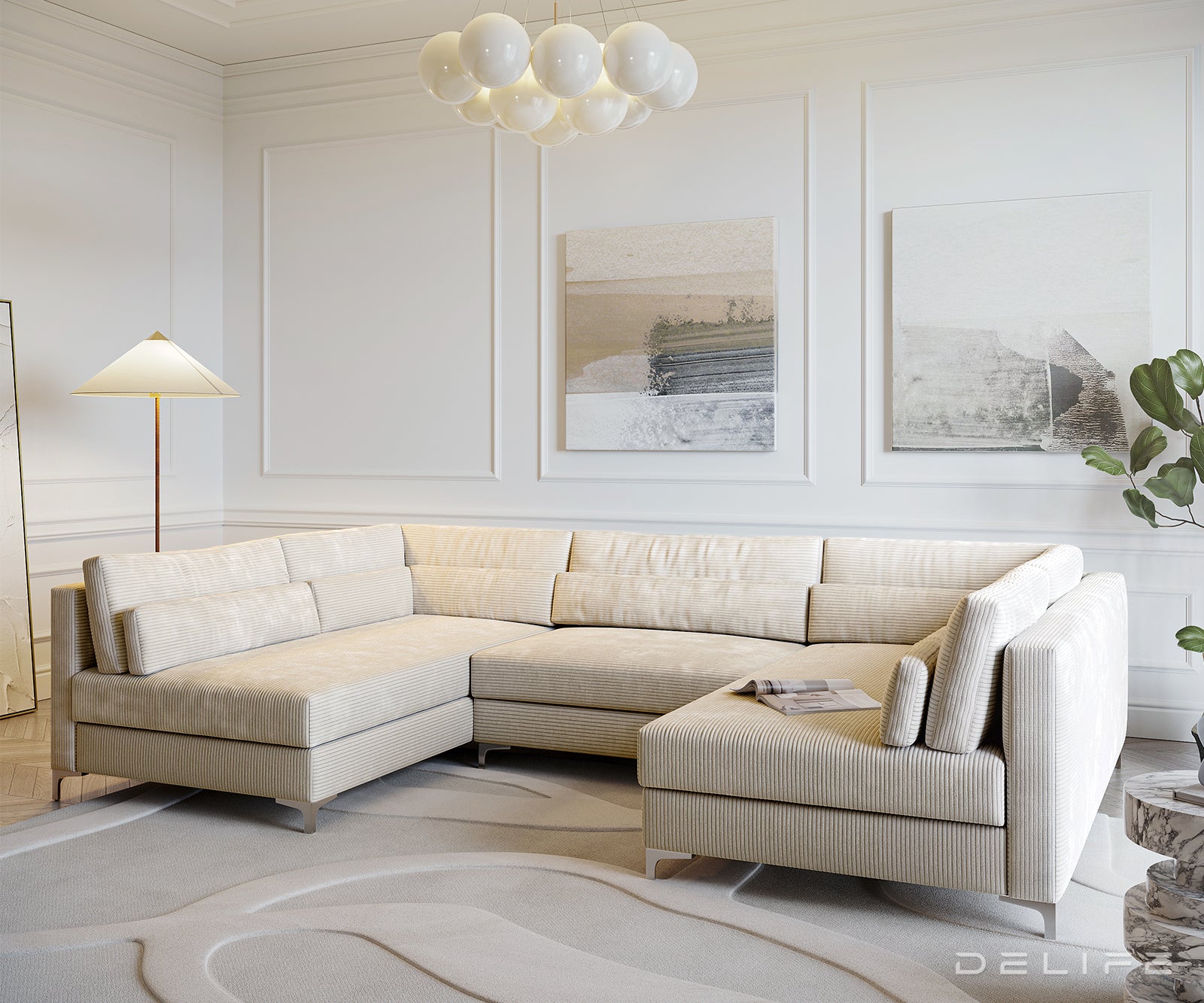 Kutna garnitura Elio 300x185cm, Materijal: Rebrasta tkanina