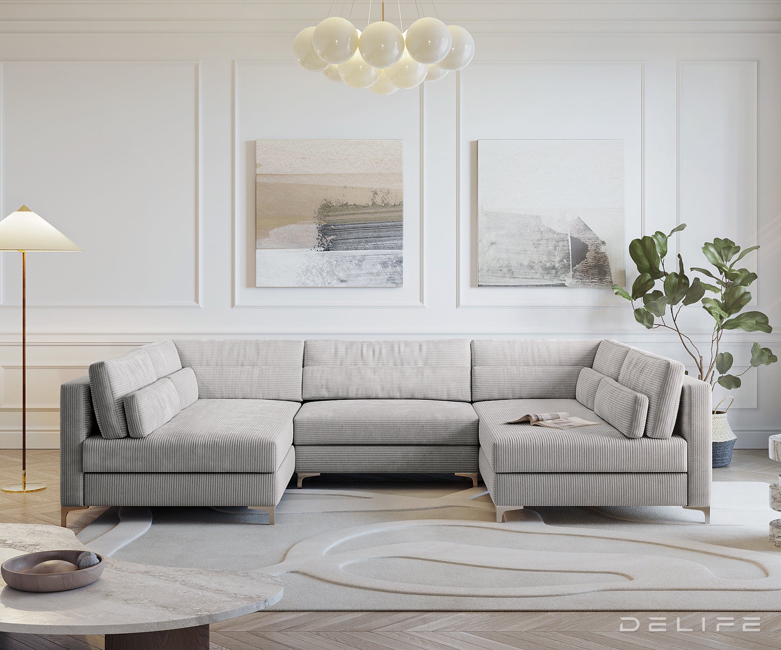 Kutna garnitura Elio 300x185cm, Materijal: Rebrasta tkanina