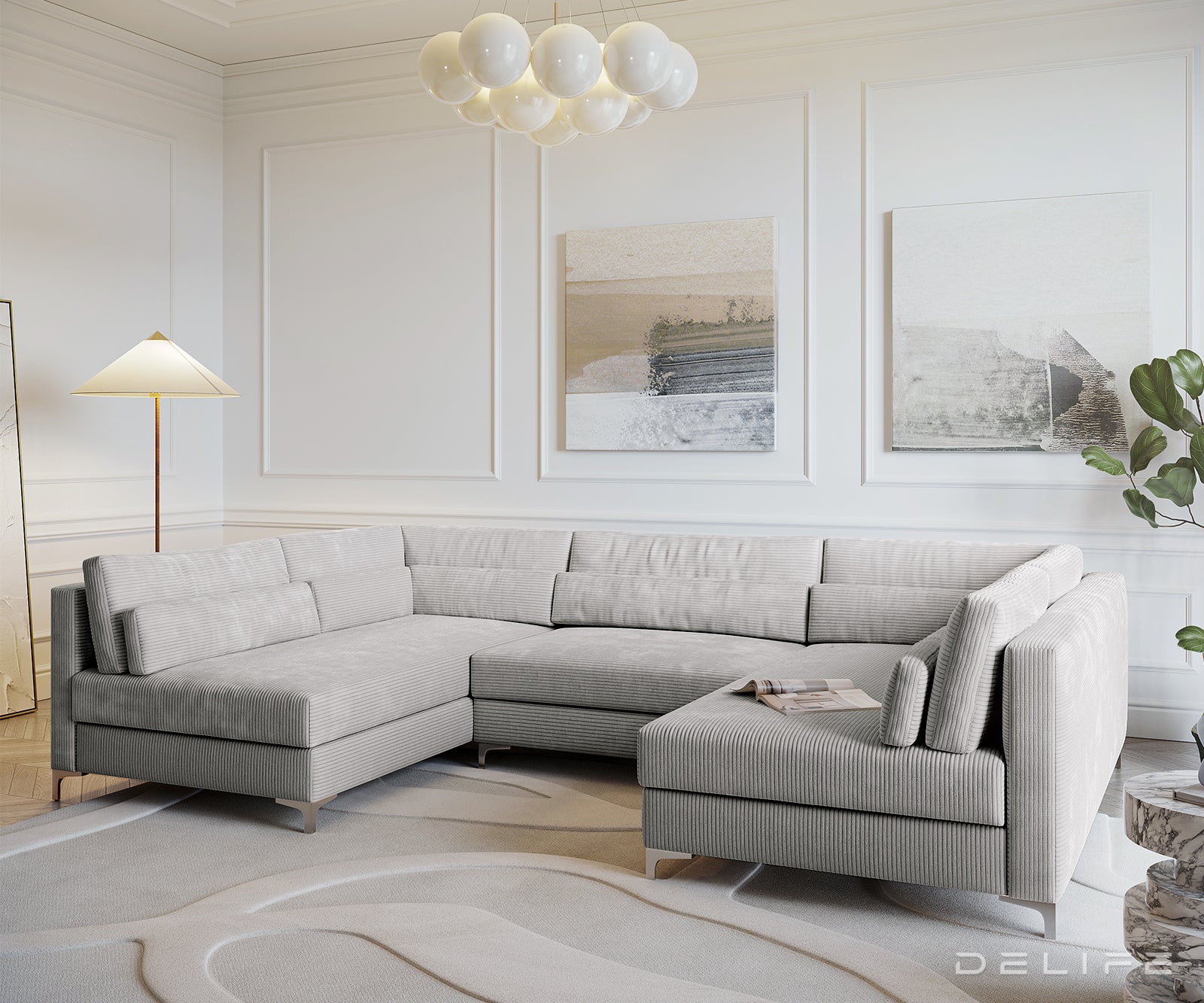 Kutna garnitura Elio 300x185cm, Materijal: Rebrasta tkanina