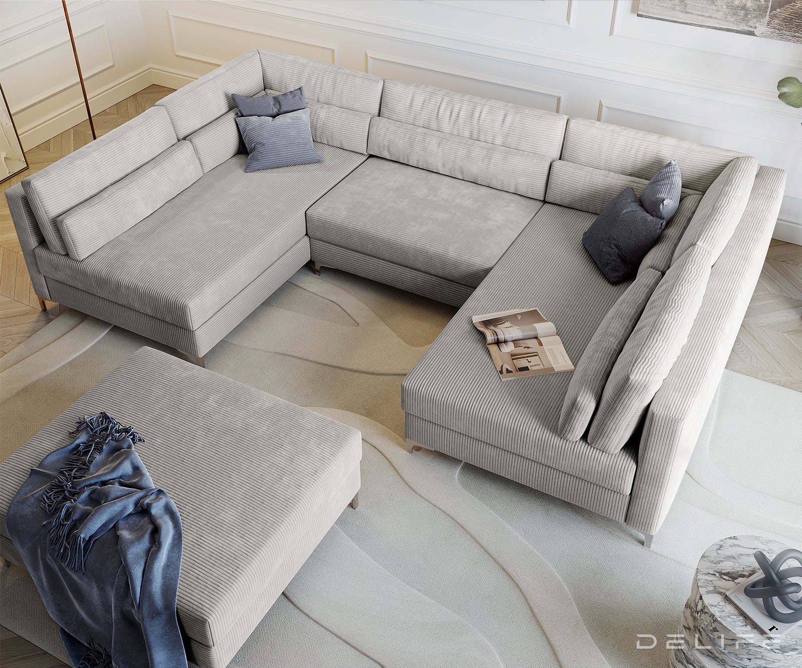 Kutna garnitura Elio 300x185cm, Materijal: Rebrasta tkanina