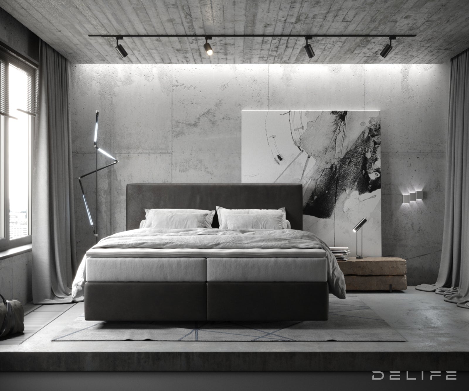 Box spring krevet Dream-Well s madracem i nadmadracem - Minimalističan prošiv - Mikrofibra