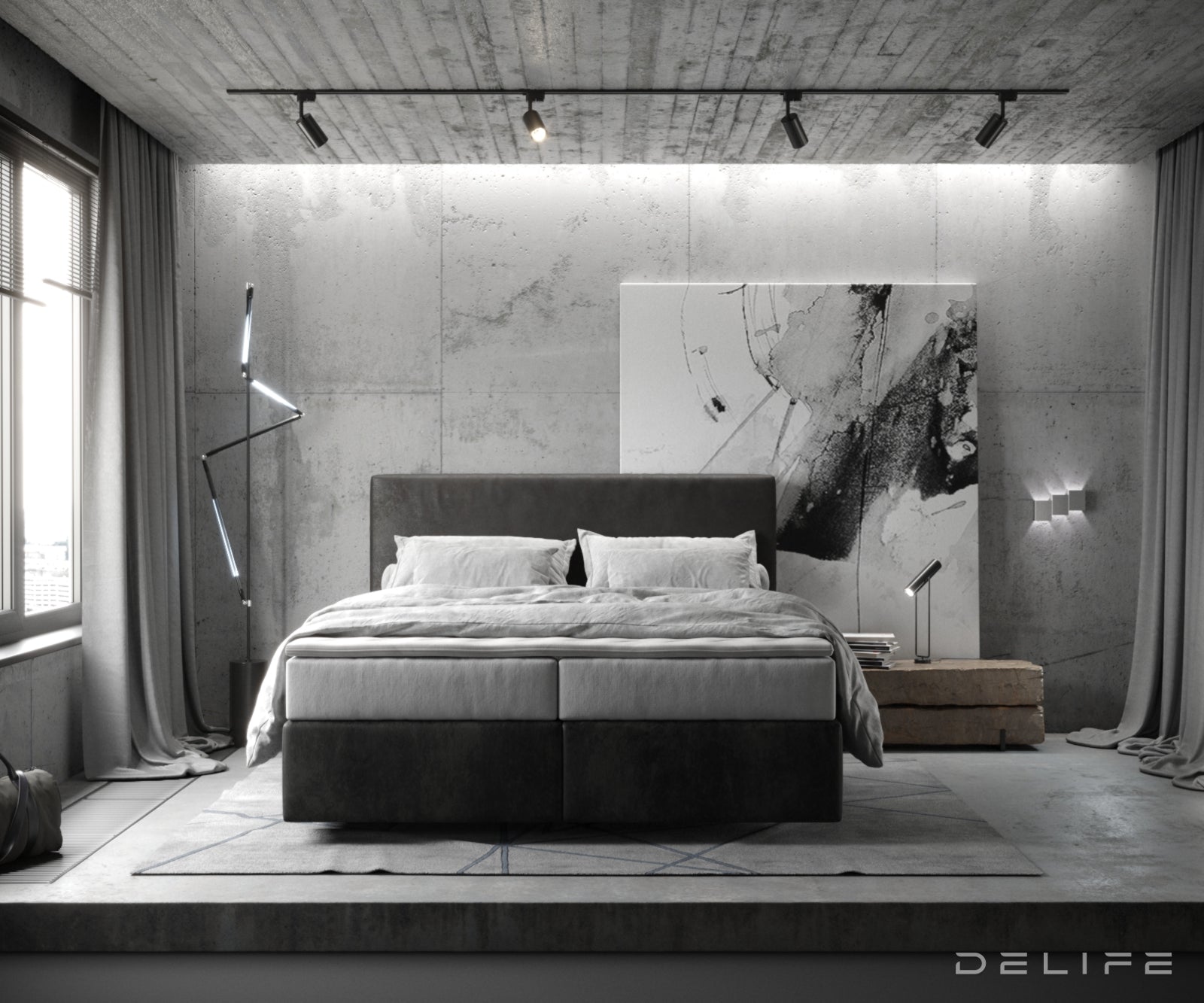 Box spring krevet Dream-Well s madracem i nadmadracem - Minimalističan prošiv - Mikrofibra