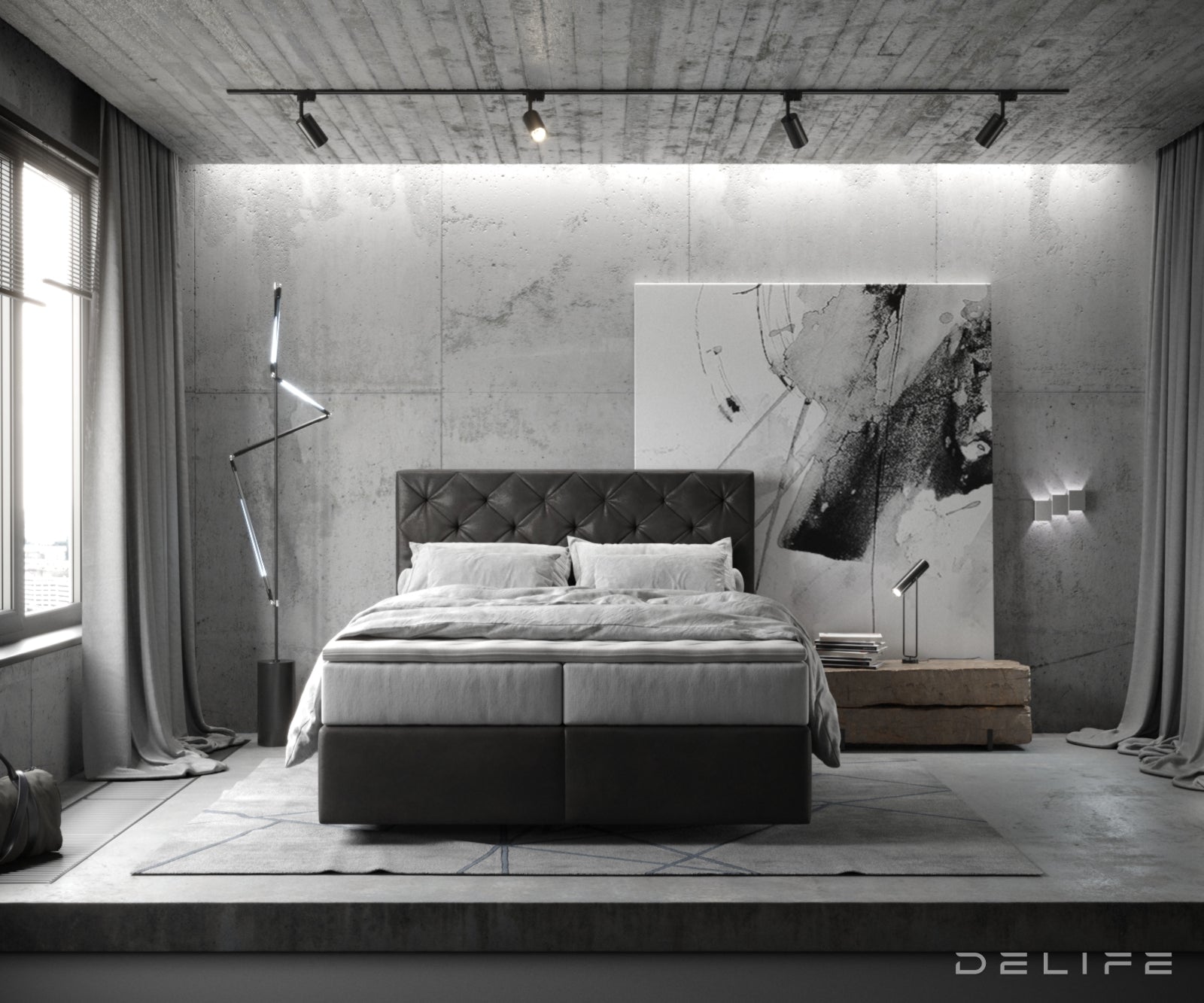 Box spring krevet Dream-Great s madracem i nadmadracem - Chesterfield prošiv - Mikrofiber