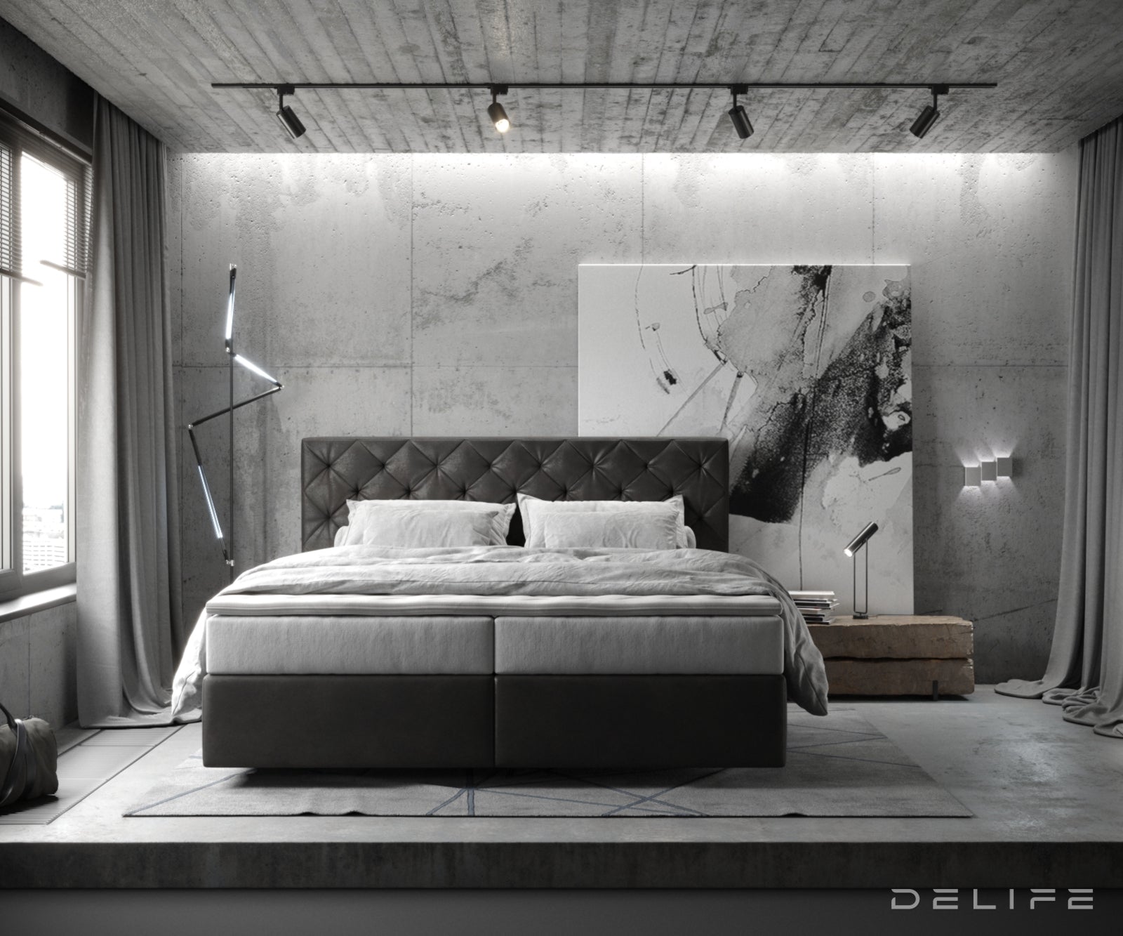 Box spring krevet Dream-Great s madracem i nadmadracem - Chesterfield prošiv - Mikrofiber