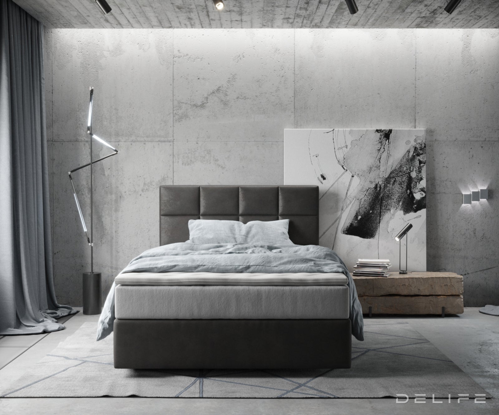 Box spring krevet Dream-Fine s madracem i nadmadracem - Kvadratni prošiv - Mikrofibra