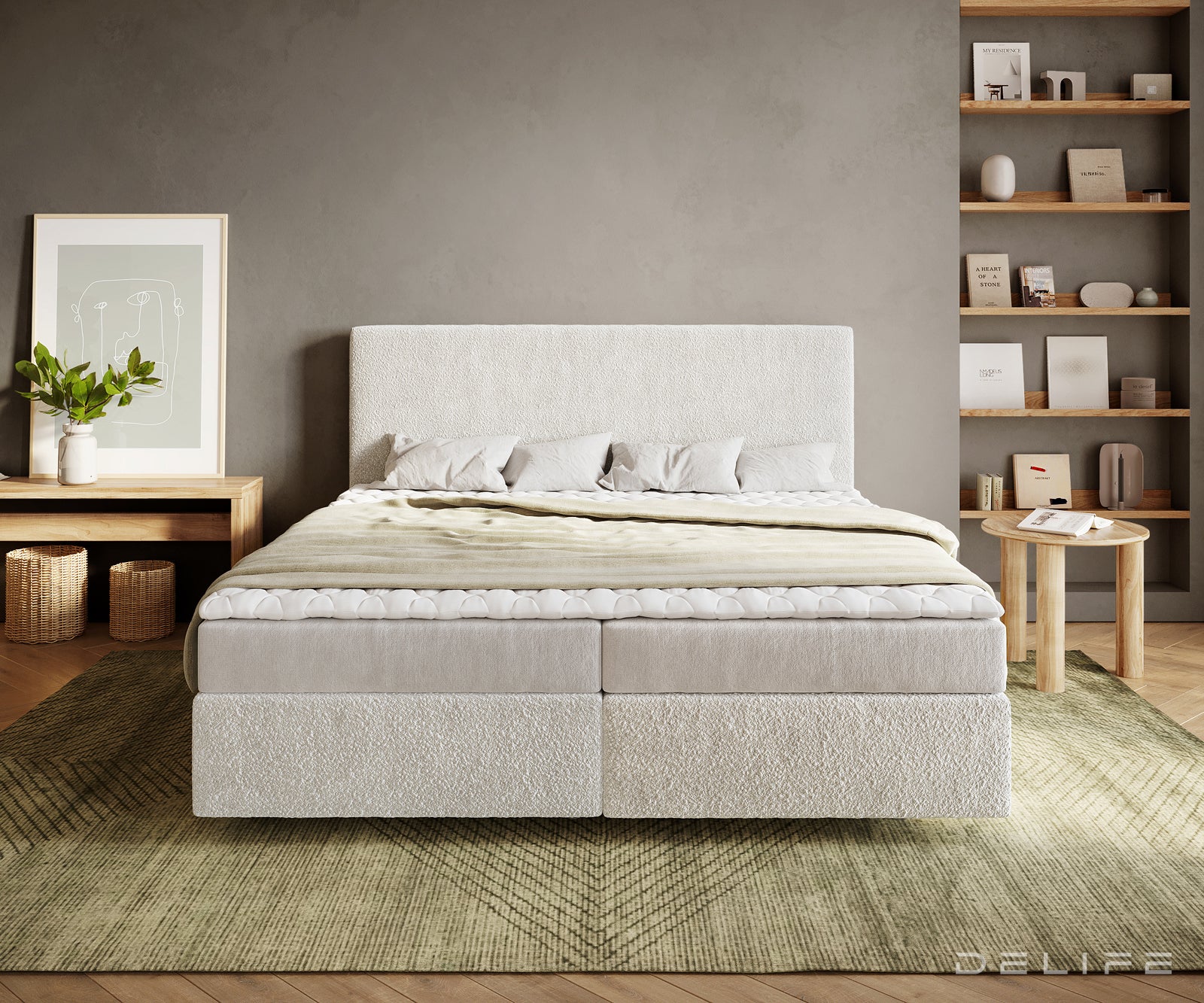 Box spring krevet Dream-Well, Materijal: Boucle