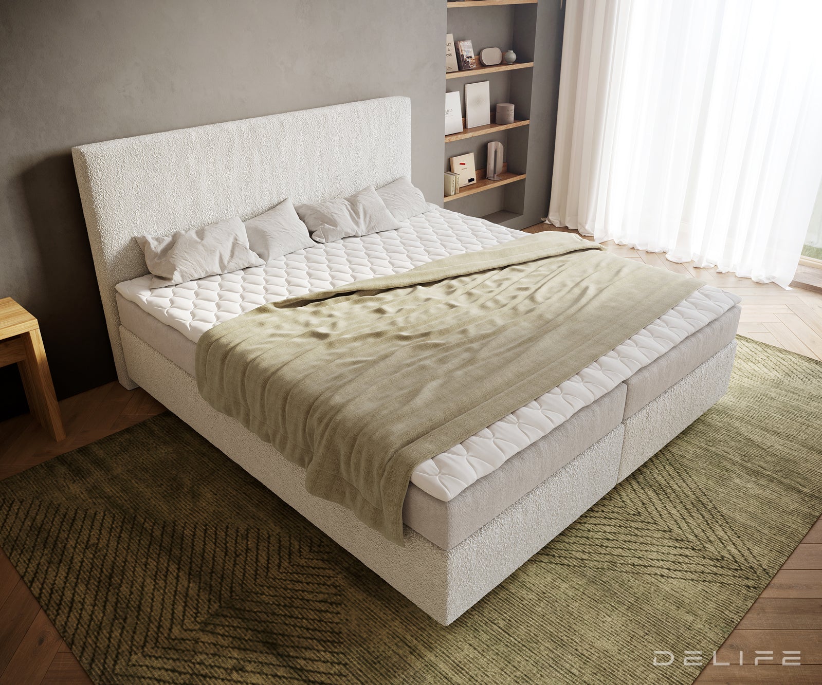 Box spring krevet Dream-Well, Materijal: Boucle