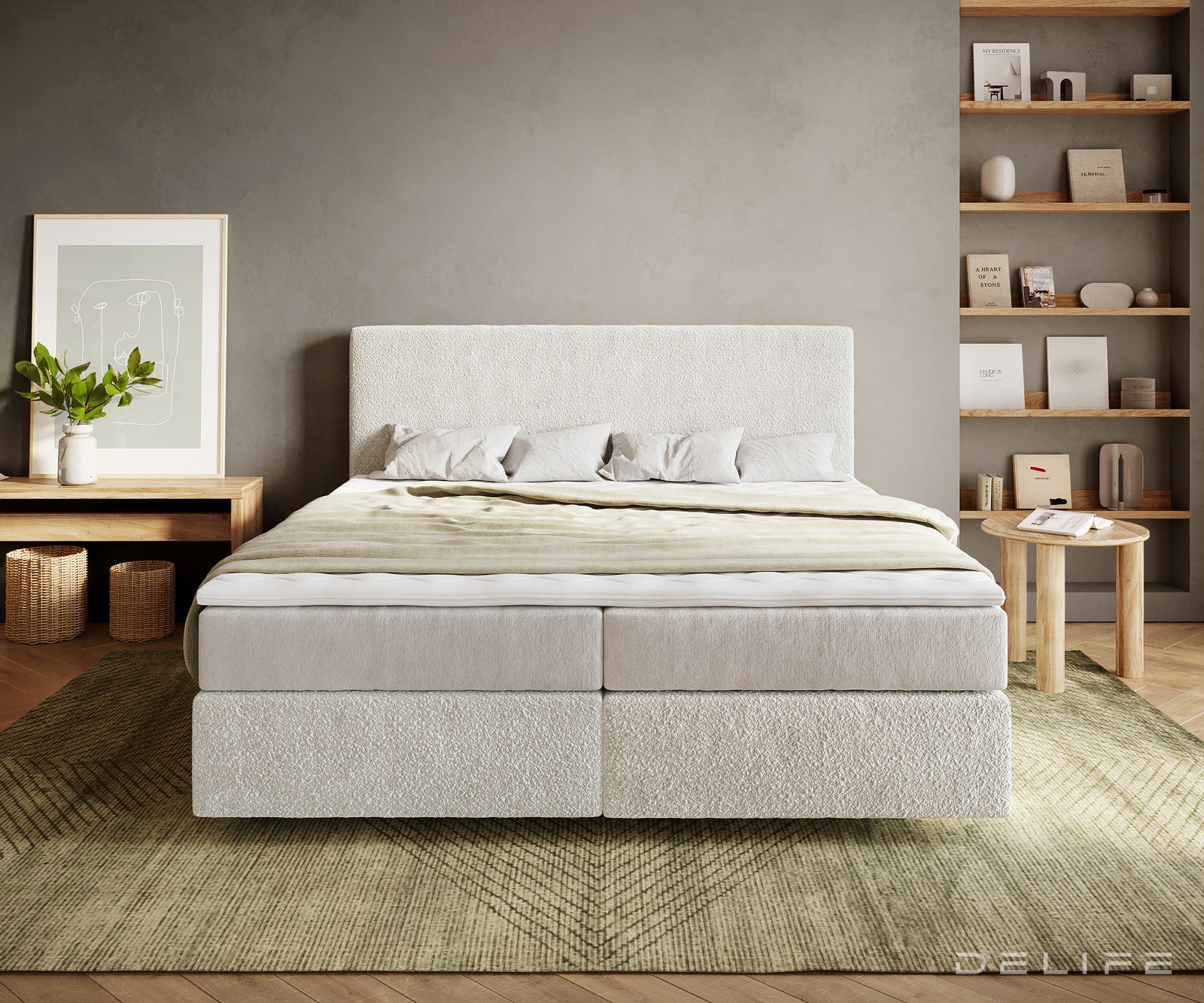 Box spring krevet Dream-Well, Materijal: Boucle