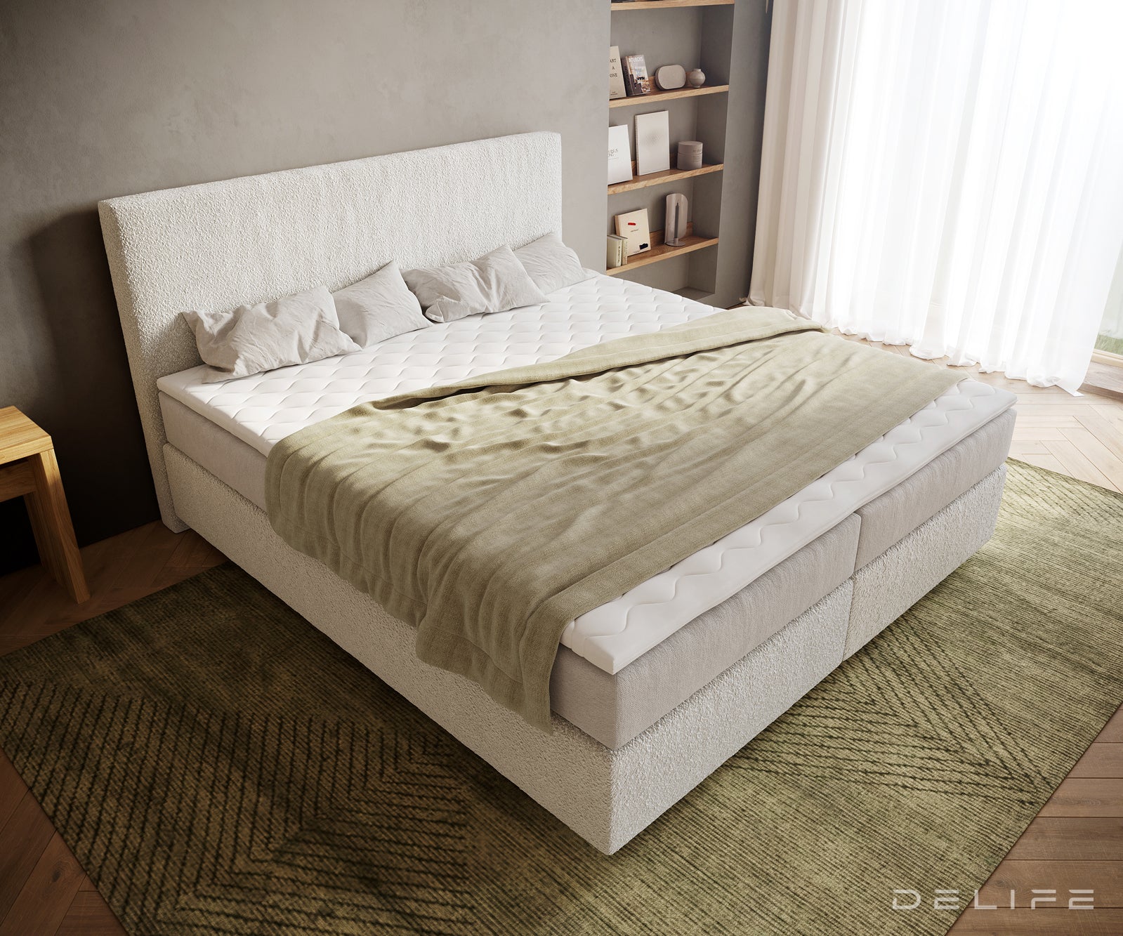 Box spring krevet Dream-Well, Materijal: Boucle