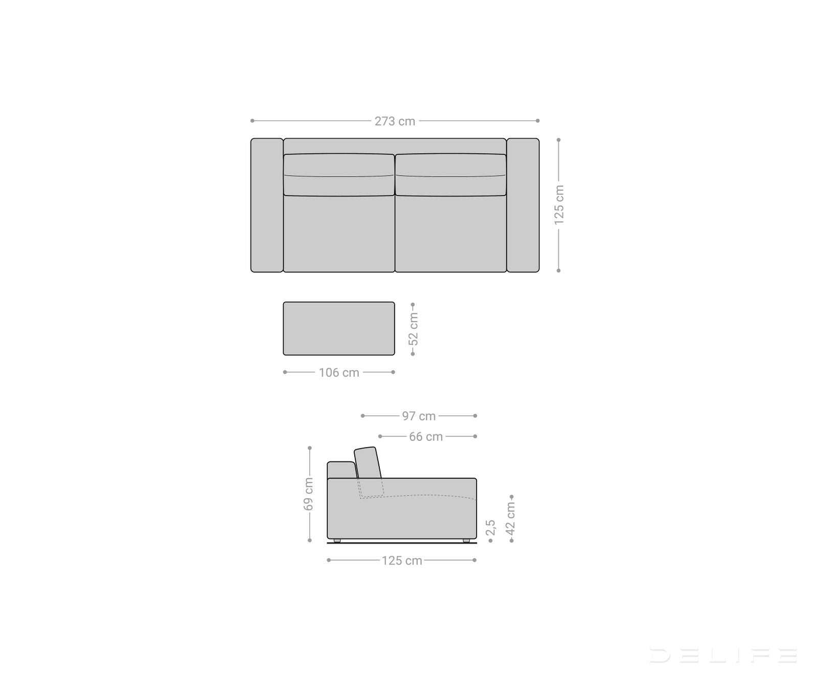 Sofa Lanzo XL 273x125cm, Materijal: Rebrasta tkanina