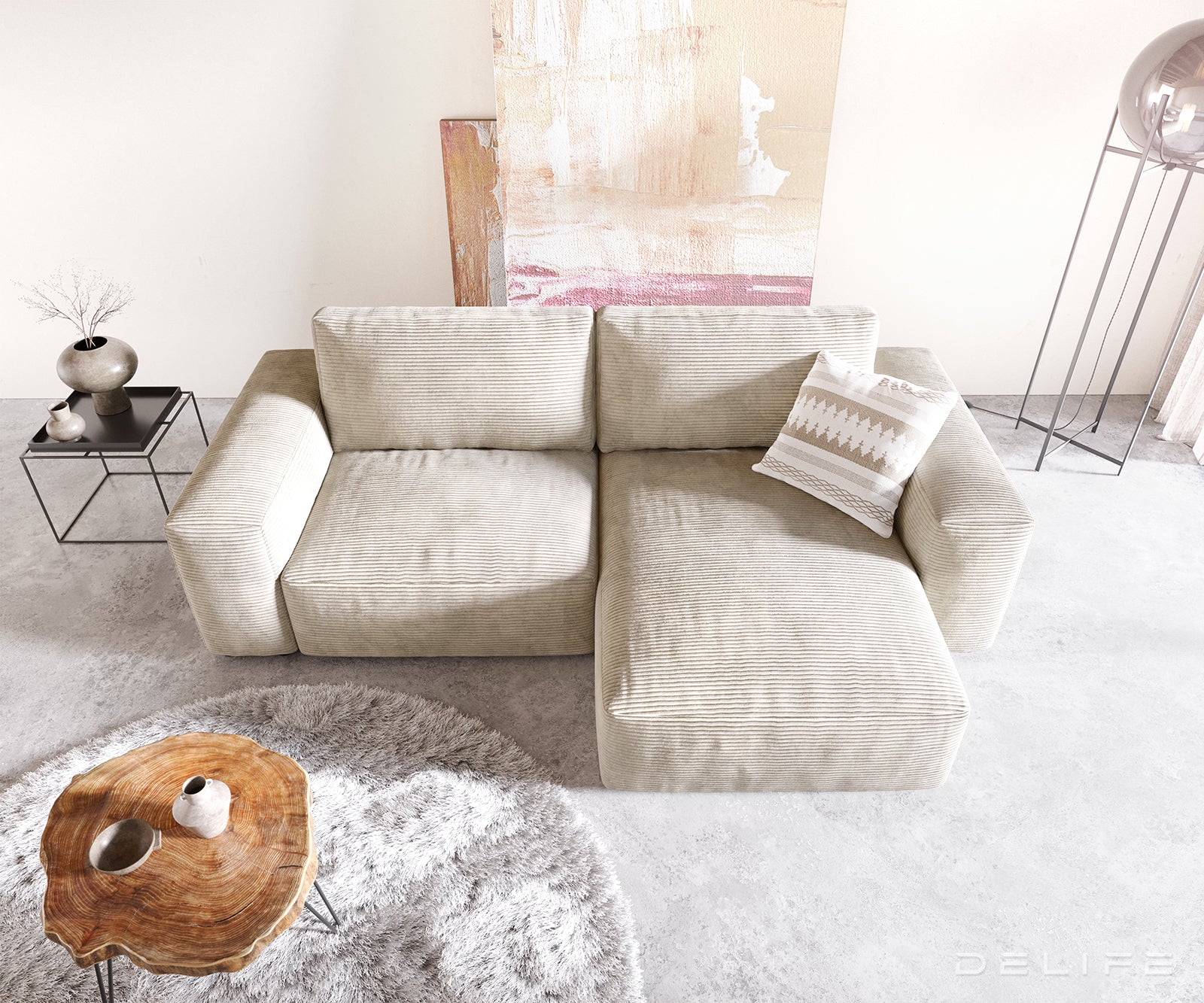 Kutna garnitura Lanzo L 257x156cm, Materijal: Rebrasta tkanina