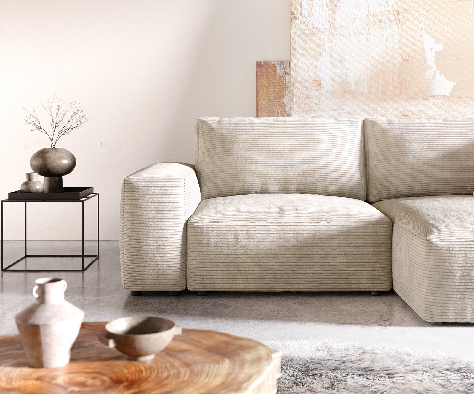 Kutna garnitura Lanzo L 257x156cm, Materijal: Rebrasta tkanina